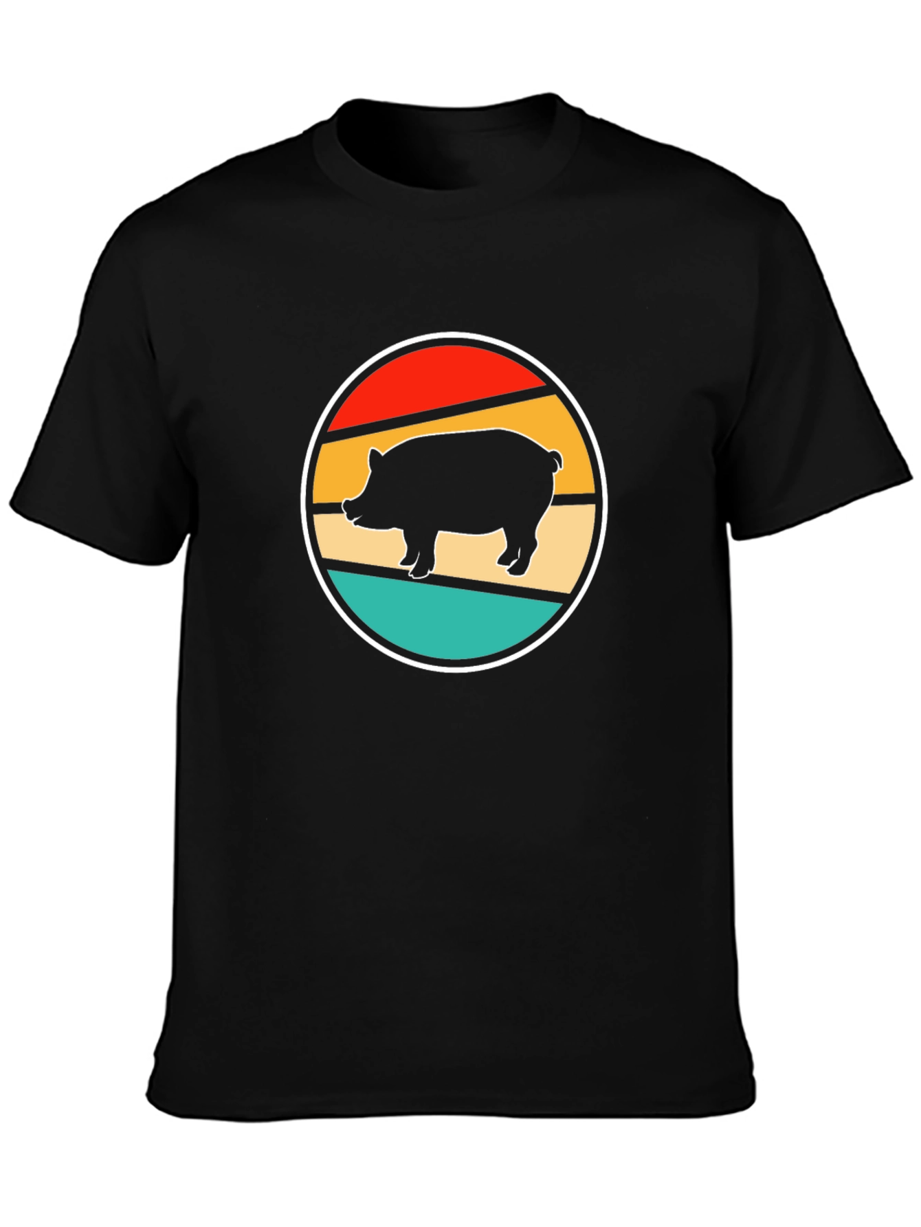 Retro Pig Graphic Tee - Unique Circular Design