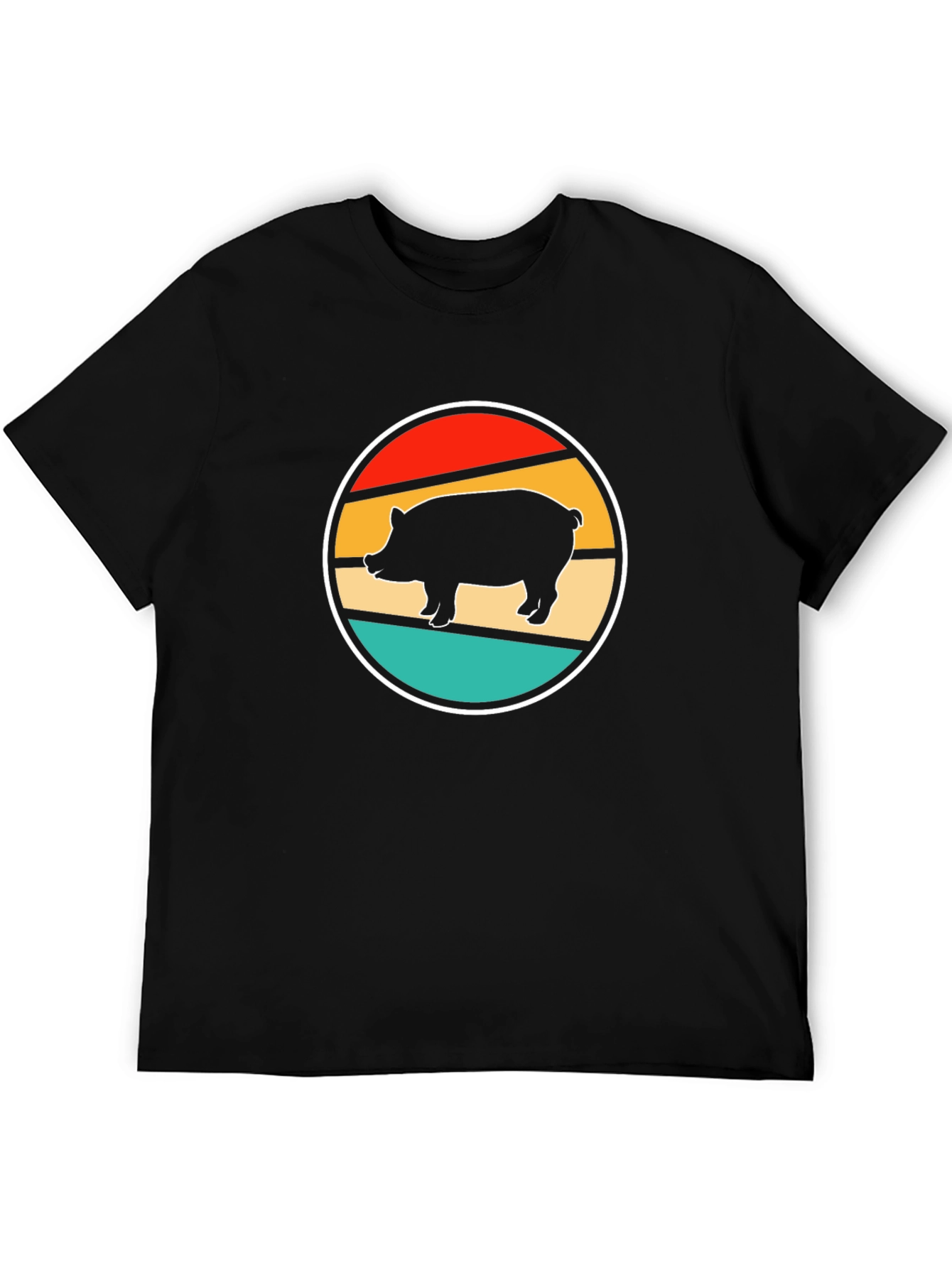 Retro Pig Graphic Tee - Unique Circular Design