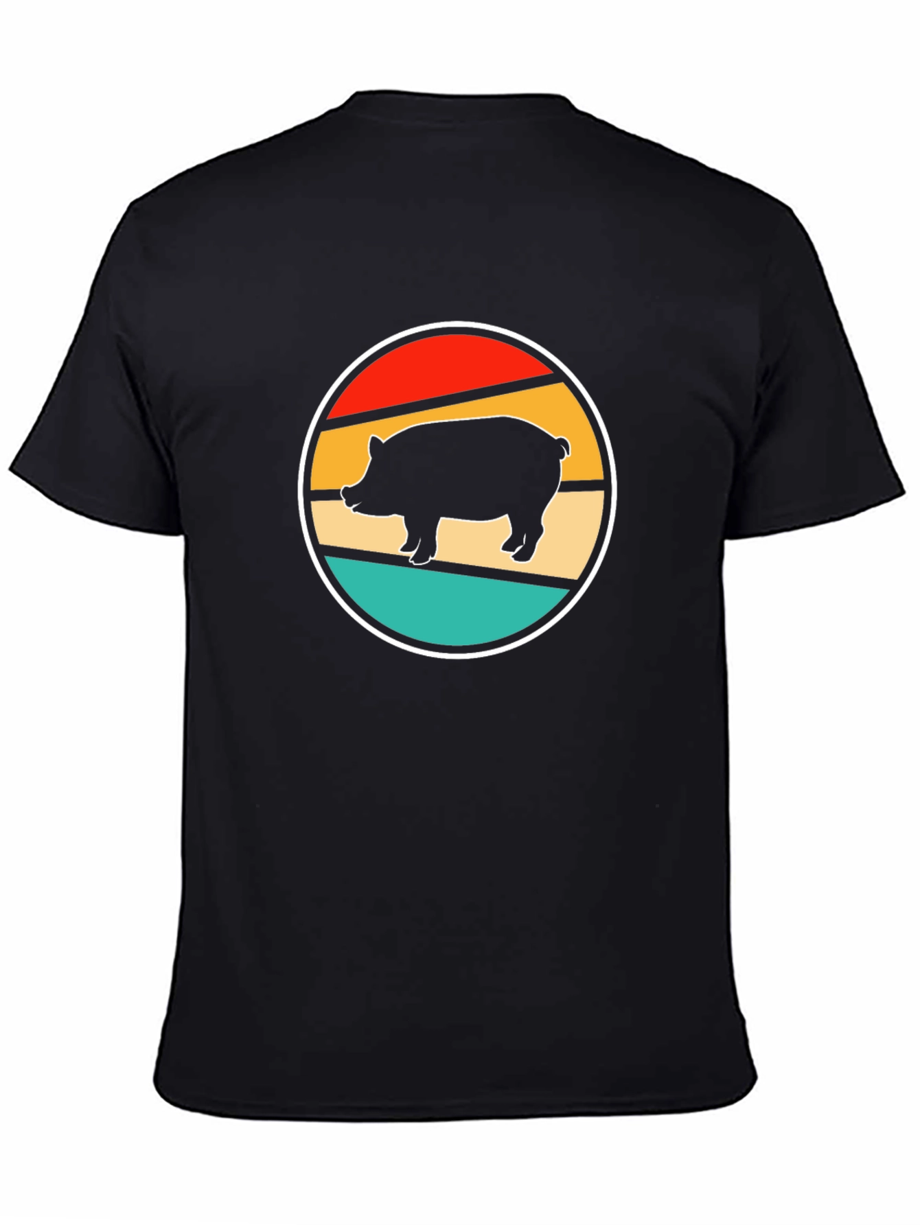 Retro Pig Graphic Tee - Unique Circular Design