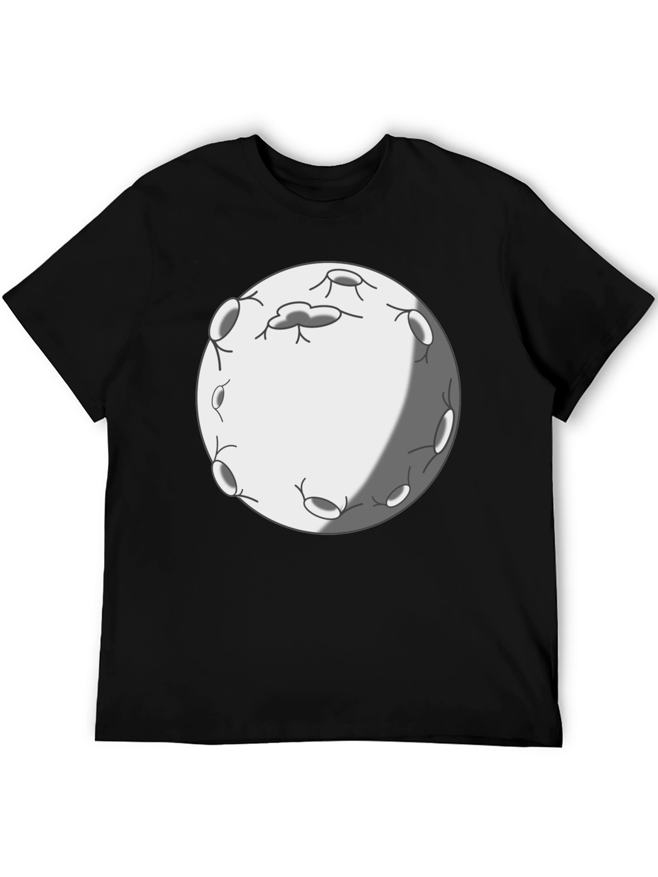 Cartoon Moon Graphic Tee - Black