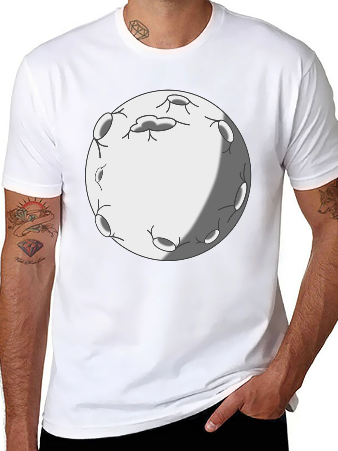 Cartoon Moon Graphic Tee - Black