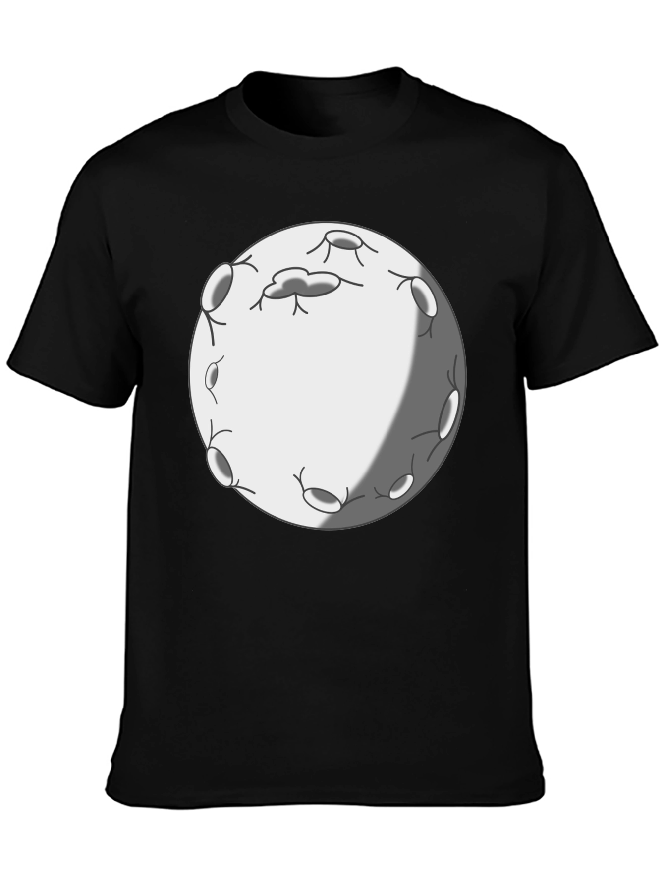 Cartoon Moon Graphic Tee - Black