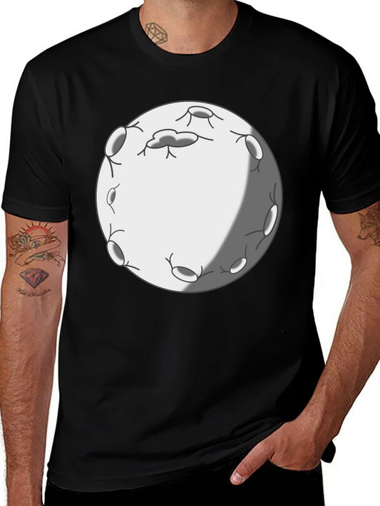 Cartoon Moon Graphic Tee - Black