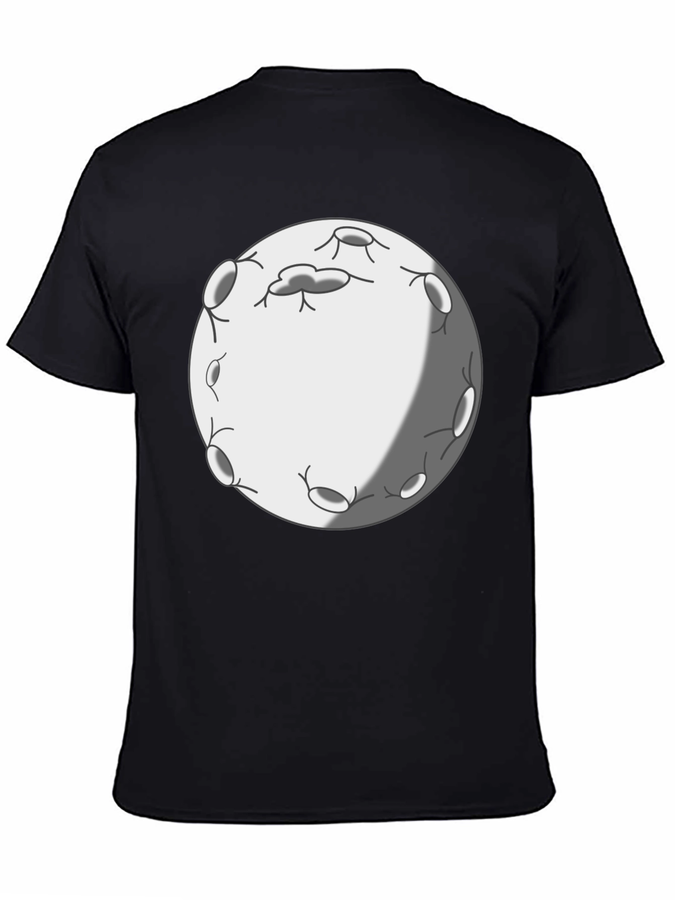 Cartoon Moon Graphic Tee - Black