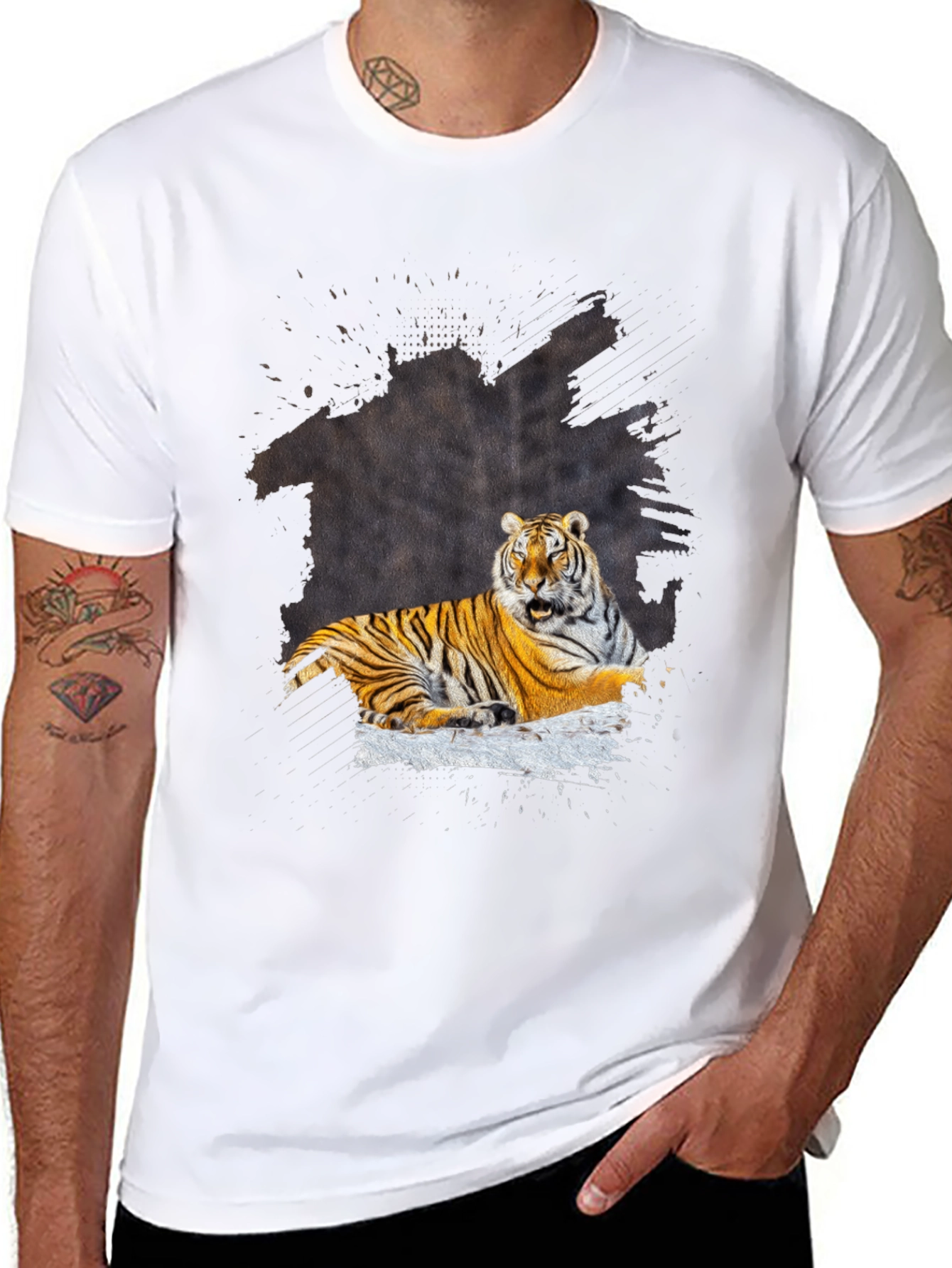 Tiger Graphic Tee - Black Casual T-Shirt