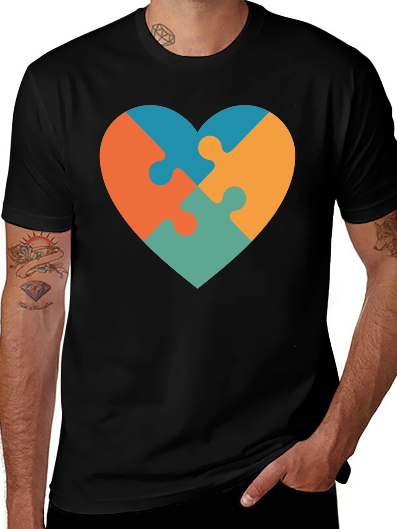 Heart Puzzle Piece T-Shirt - Autism Awareness