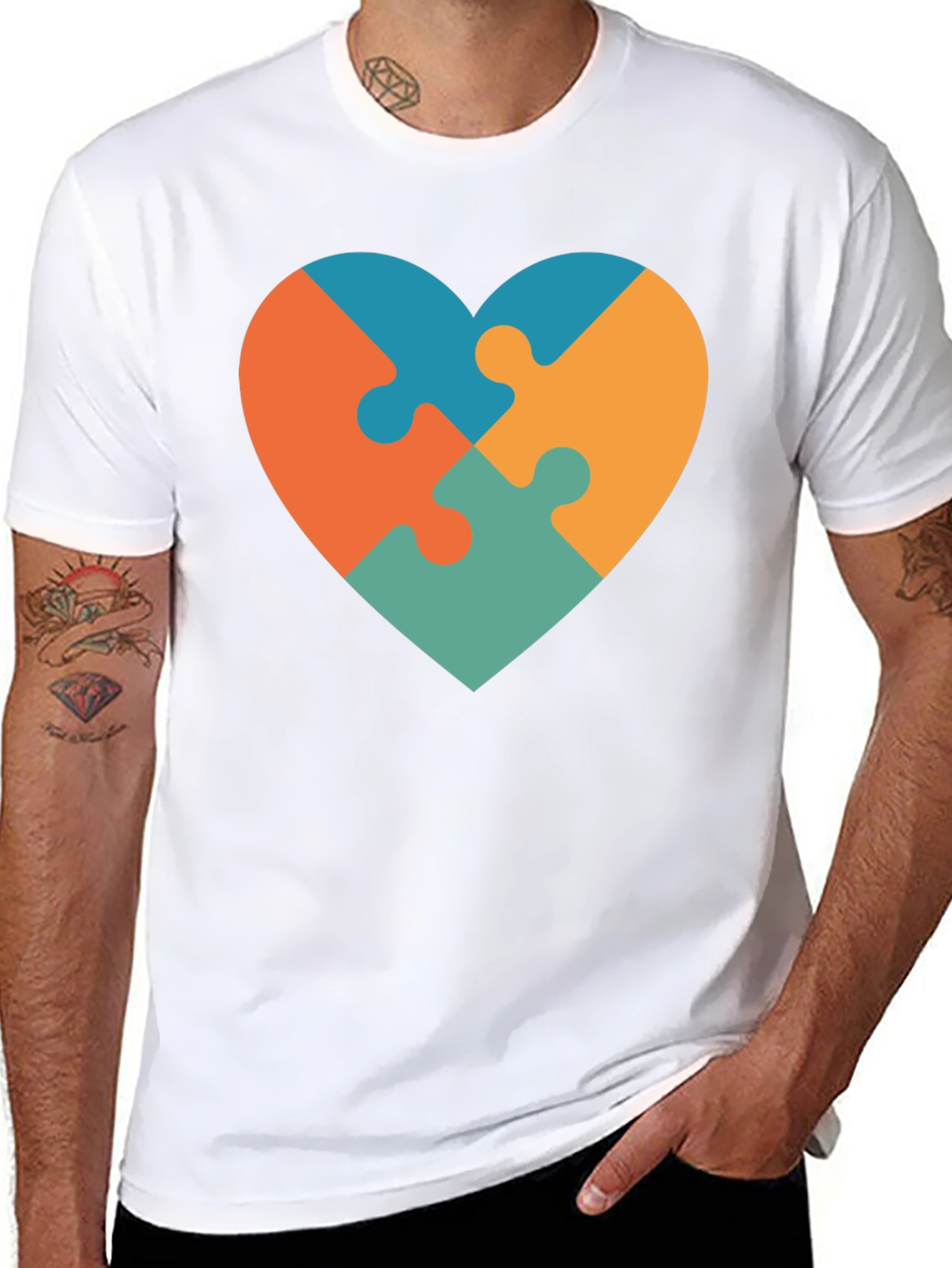 Heart Puzzle Piece T-Shirt - Autism Awareness