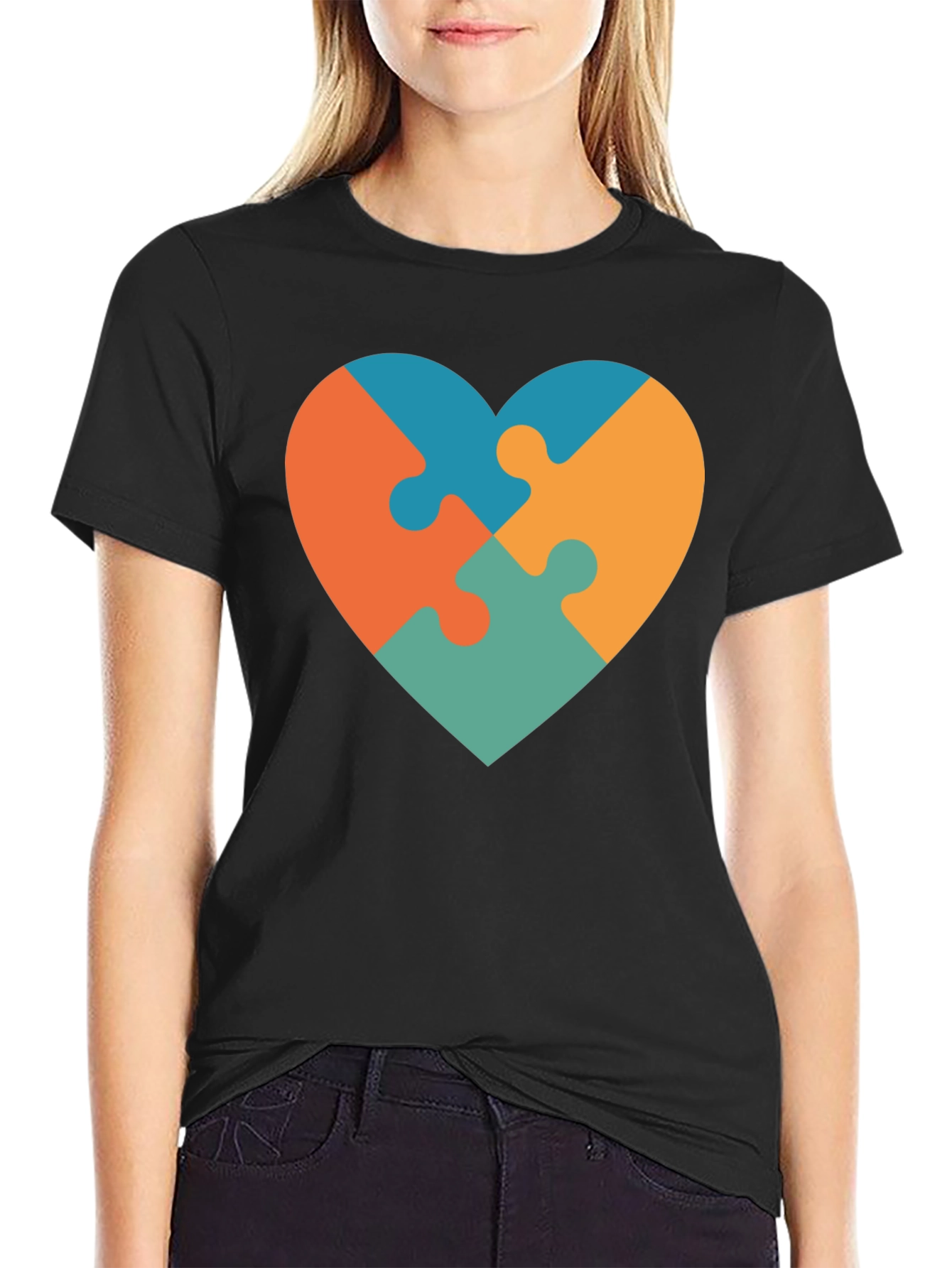 Heart Puzzle Piece T-Shirt - Autism Awareness