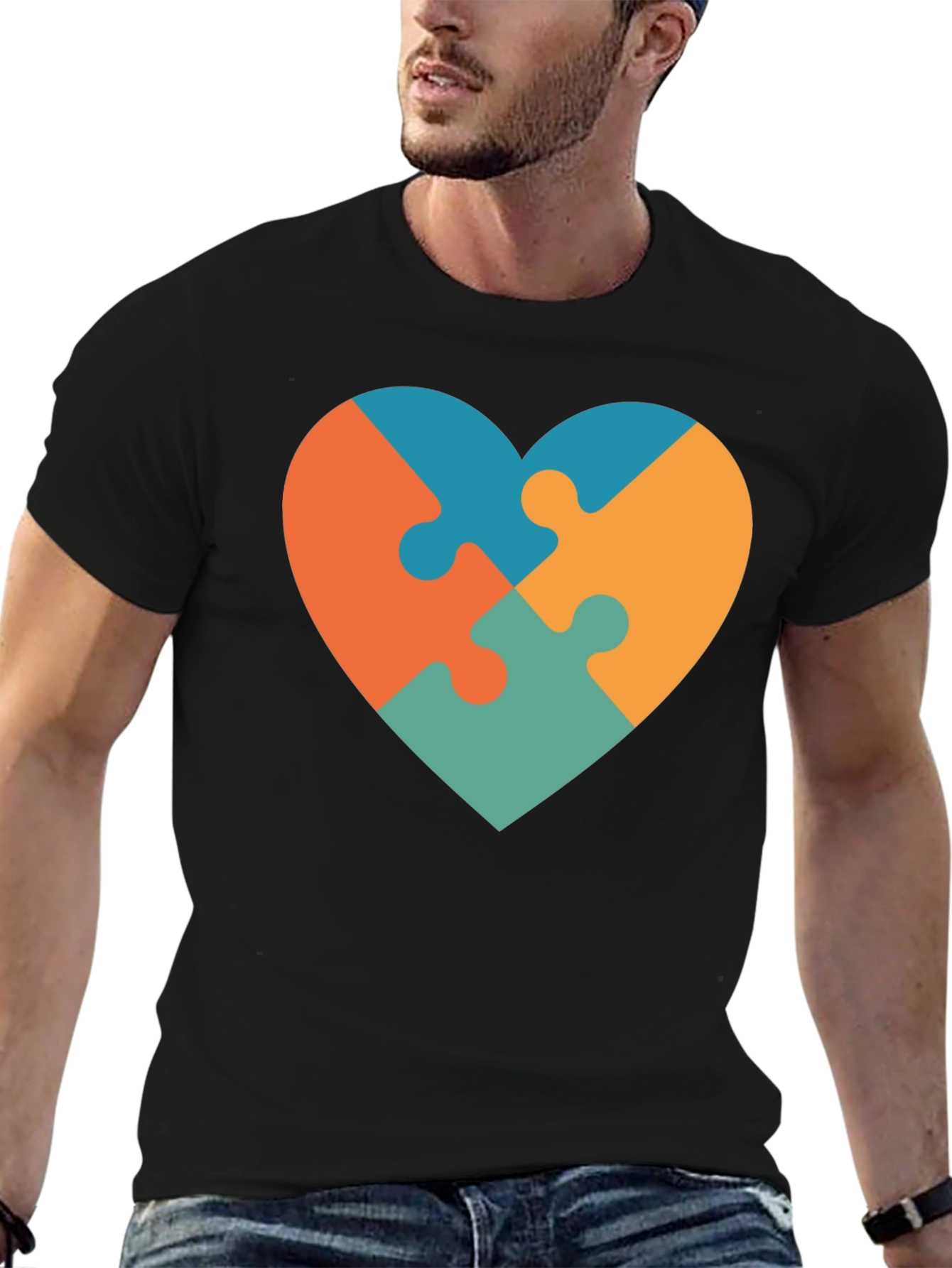 Heart Puzzle Piece T-Shirt - Autism Awareness