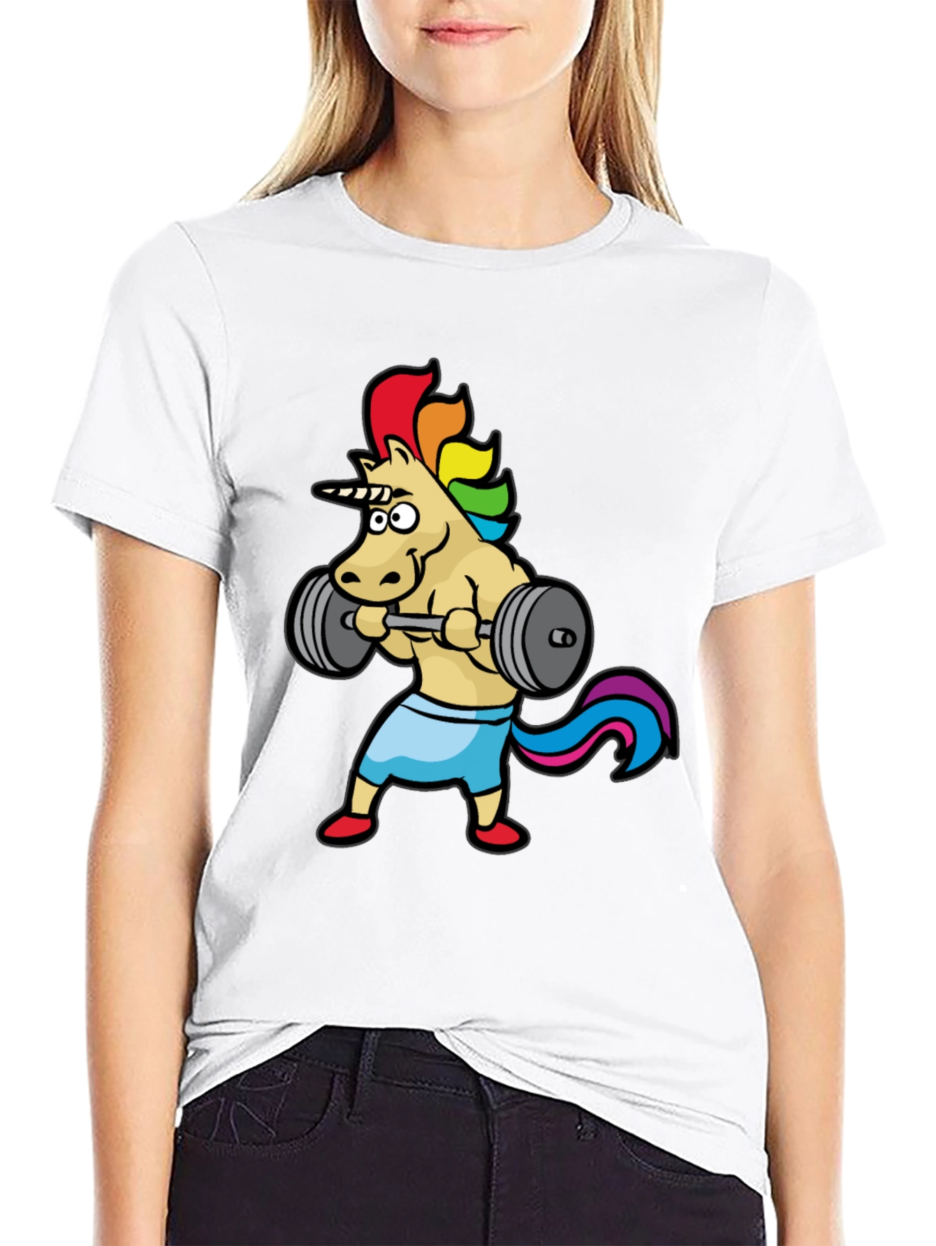 Unicorn Gym T-Shirt: Rainbow Powerlifter Tee