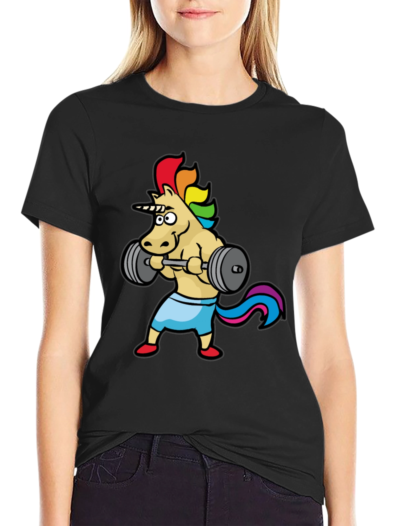 Unicorn Gym T-Shirt: Rainbow Powerlifter Tee