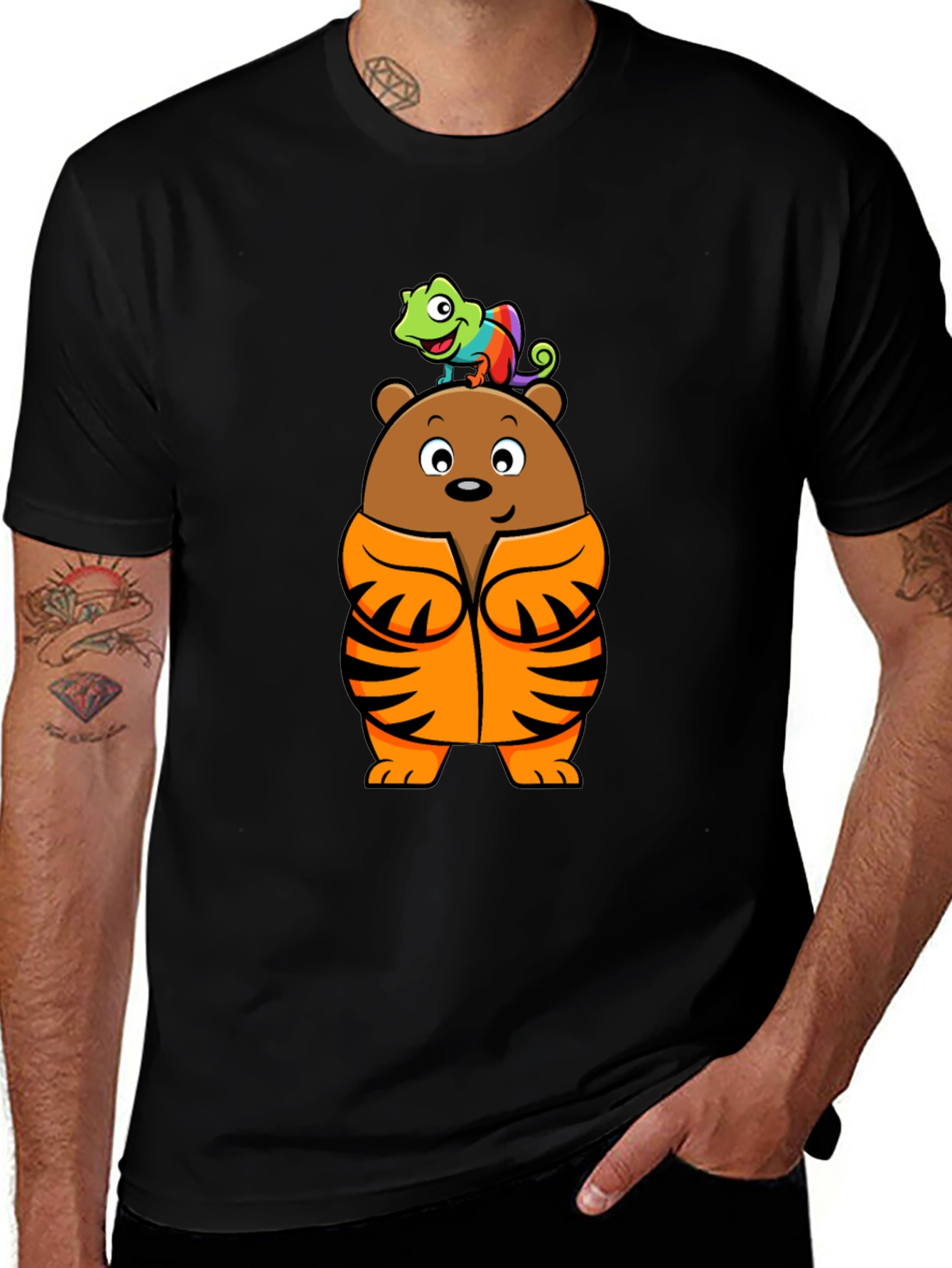 Bear and Chameleon Graphic Tee