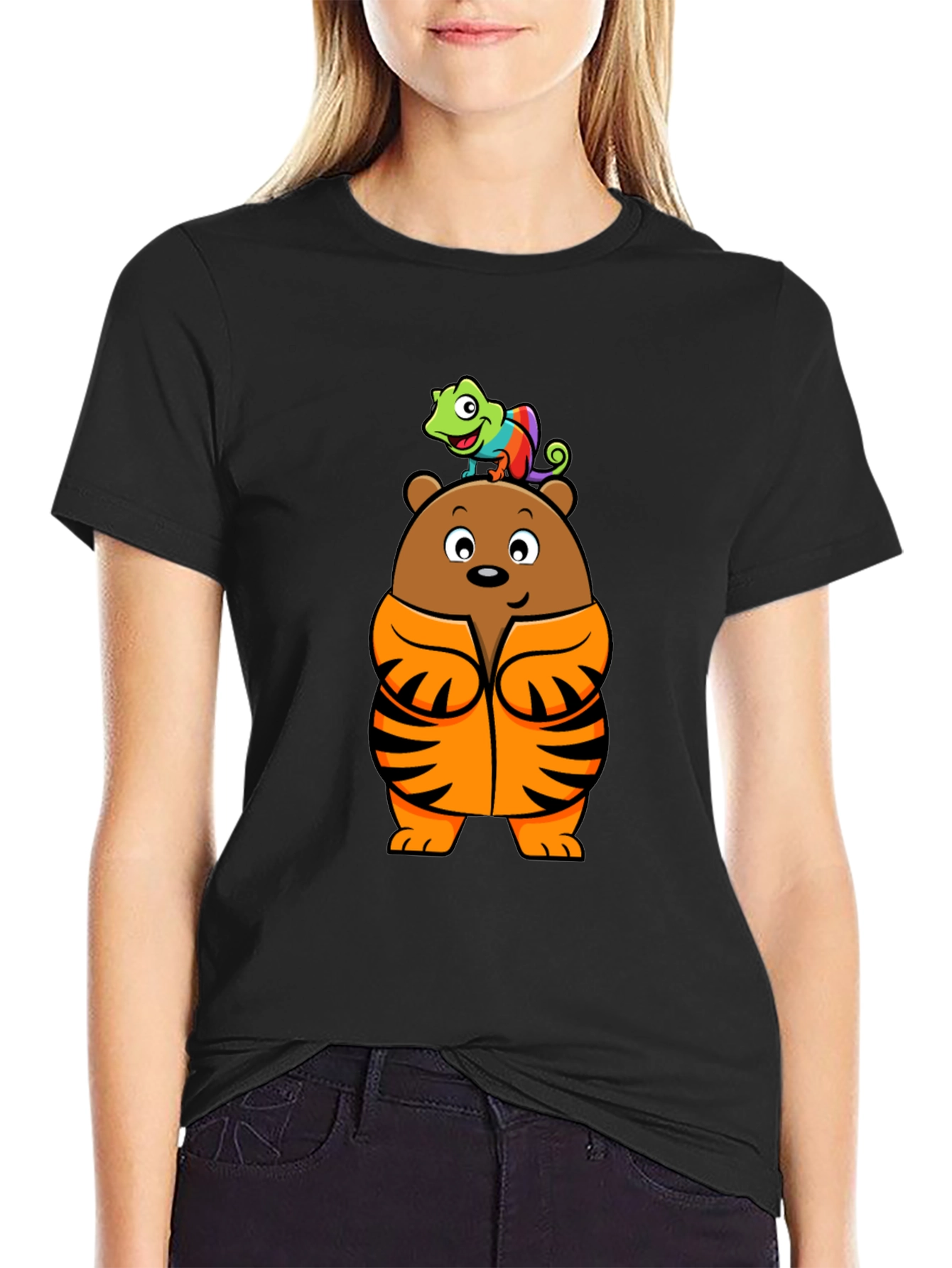 Bear and Chameleon Graphic Tee