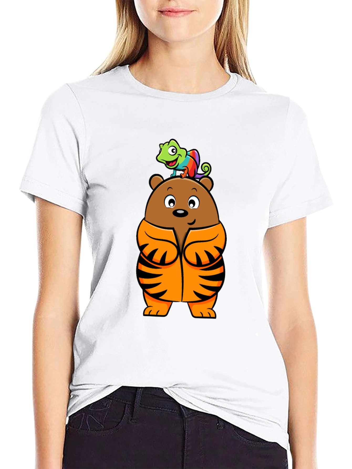 Bear and Chameleon Graphic Tee