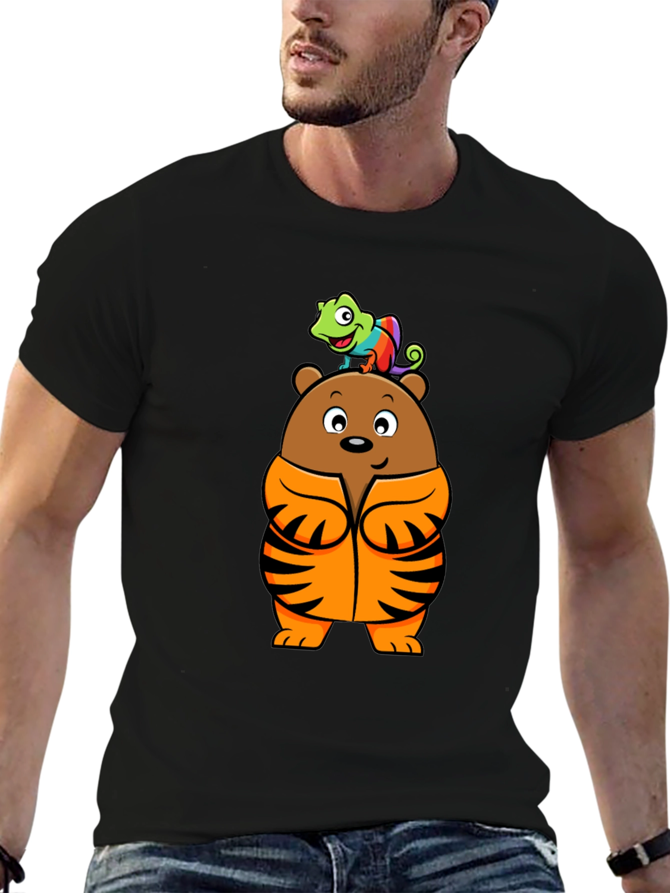 Bear and Chameleon Graphic Tee
