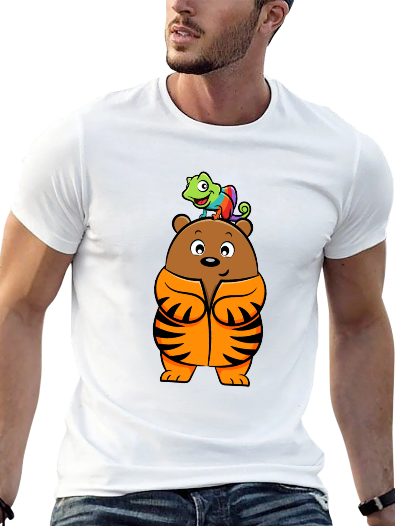 Bear and Chameleon Graphic Tee