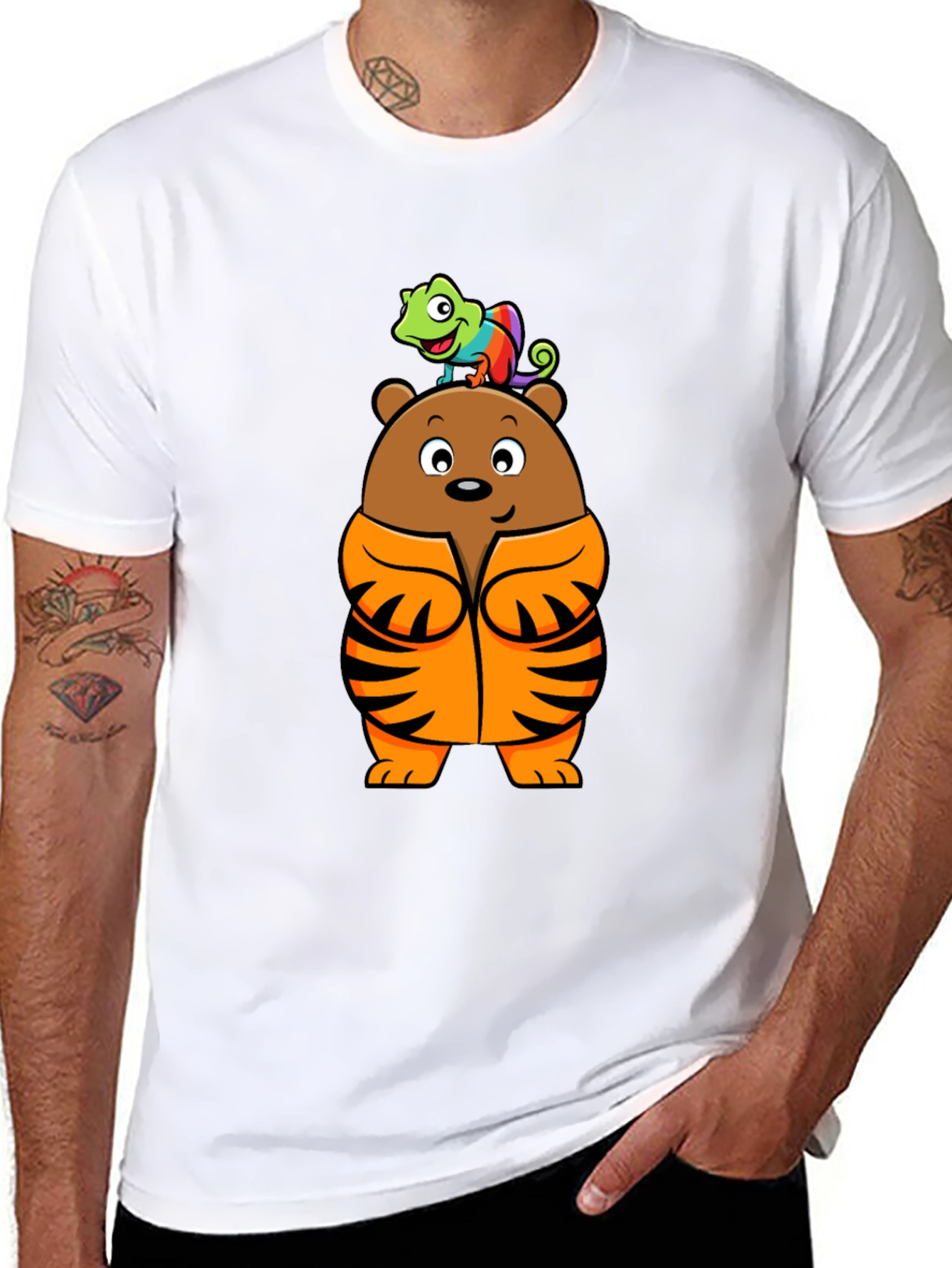 Bear and Chameleon Graphic Tee