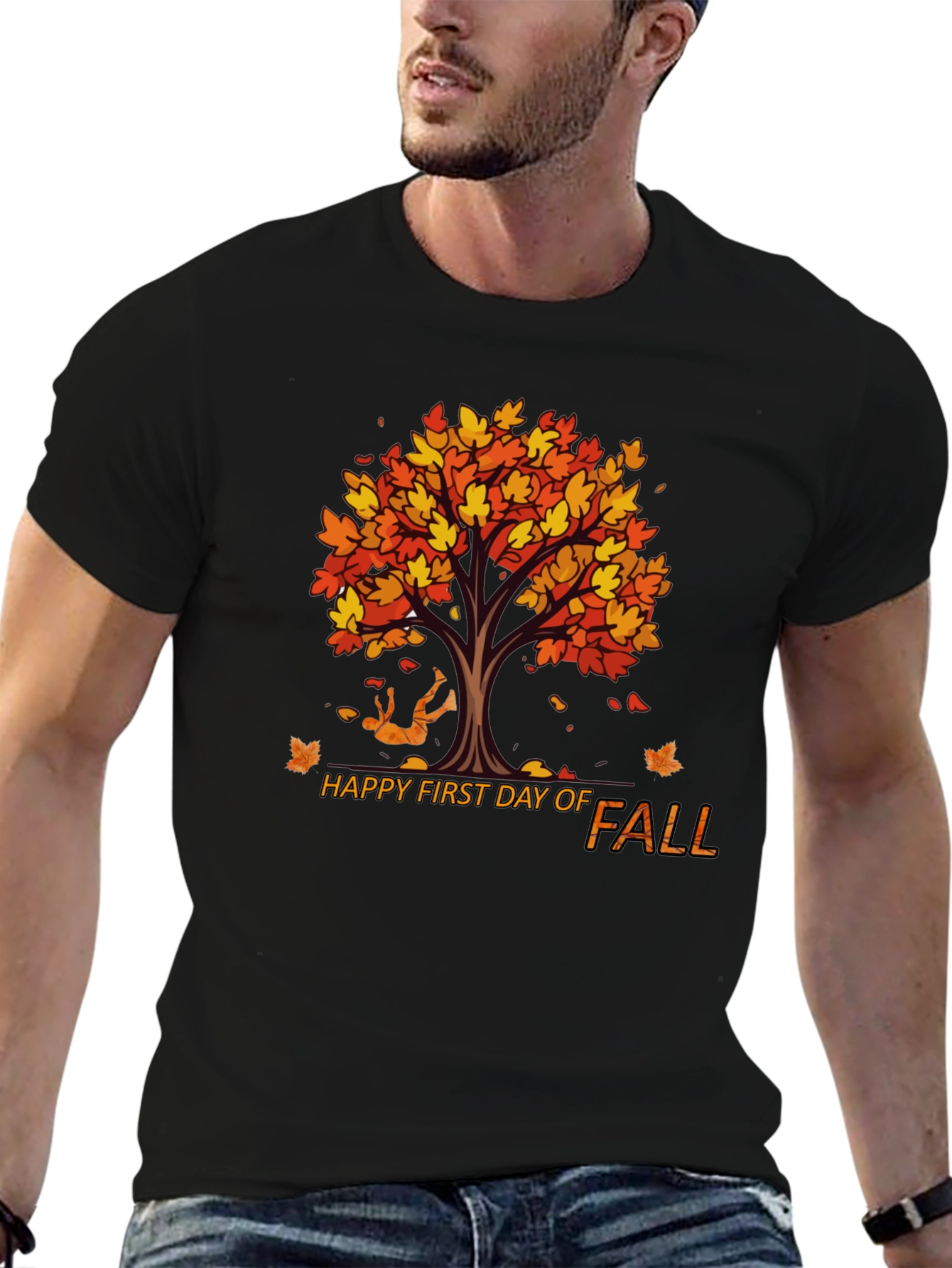 Happy First Day of Fall Black T-Shirt