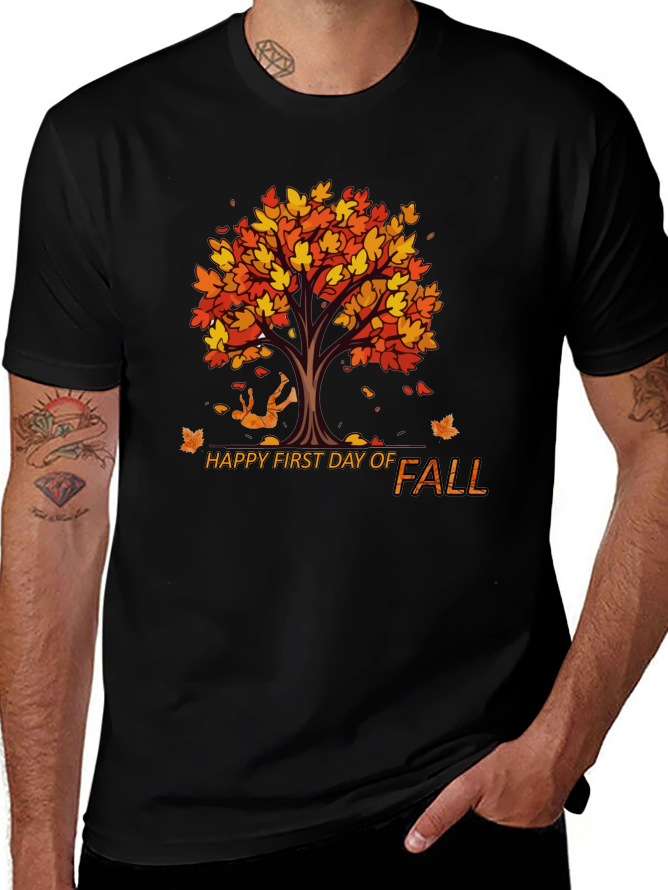 Happy First Day of Fall Black T-Shirt