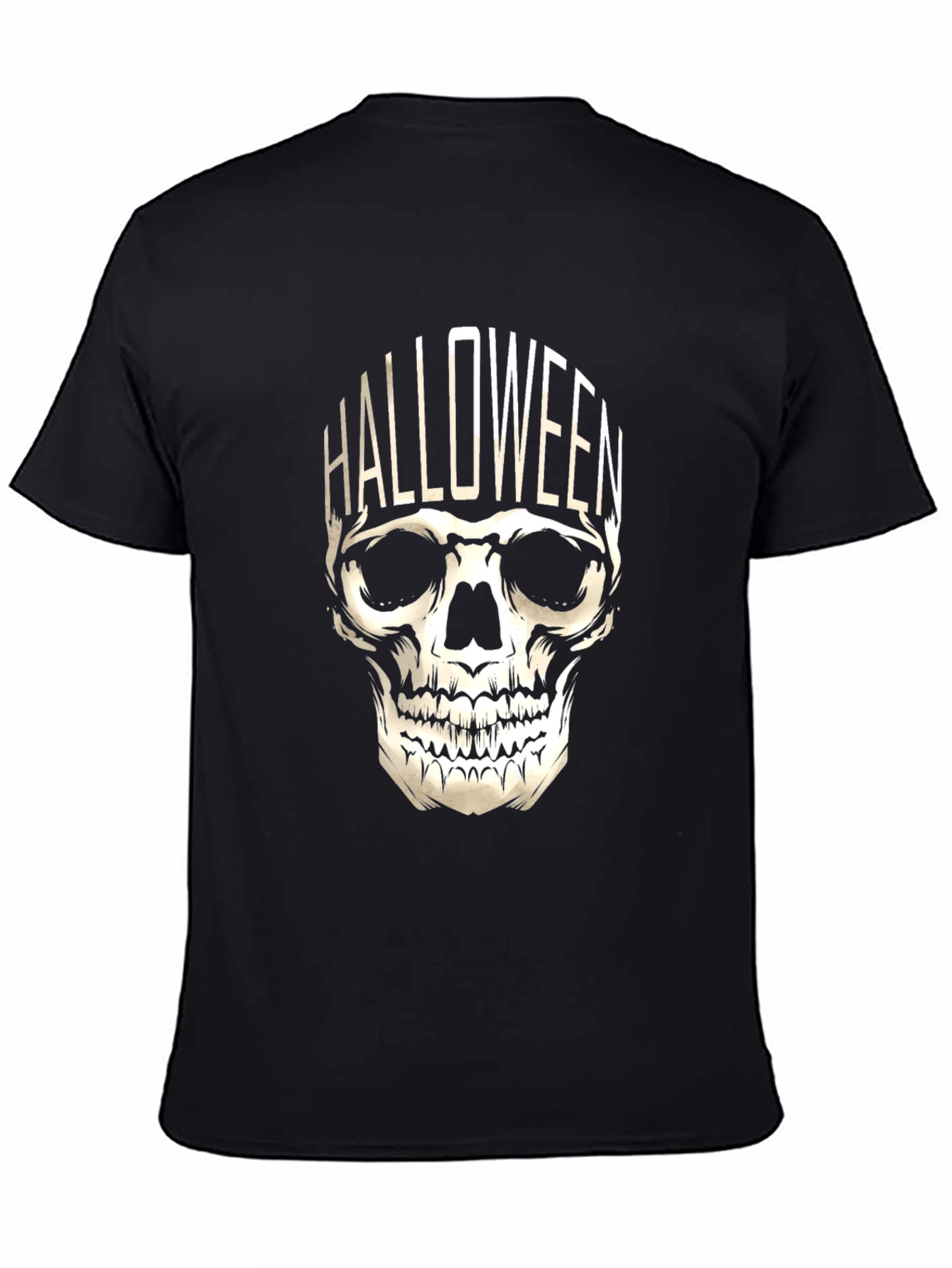Halloween Skull Graphic Tee - Black
