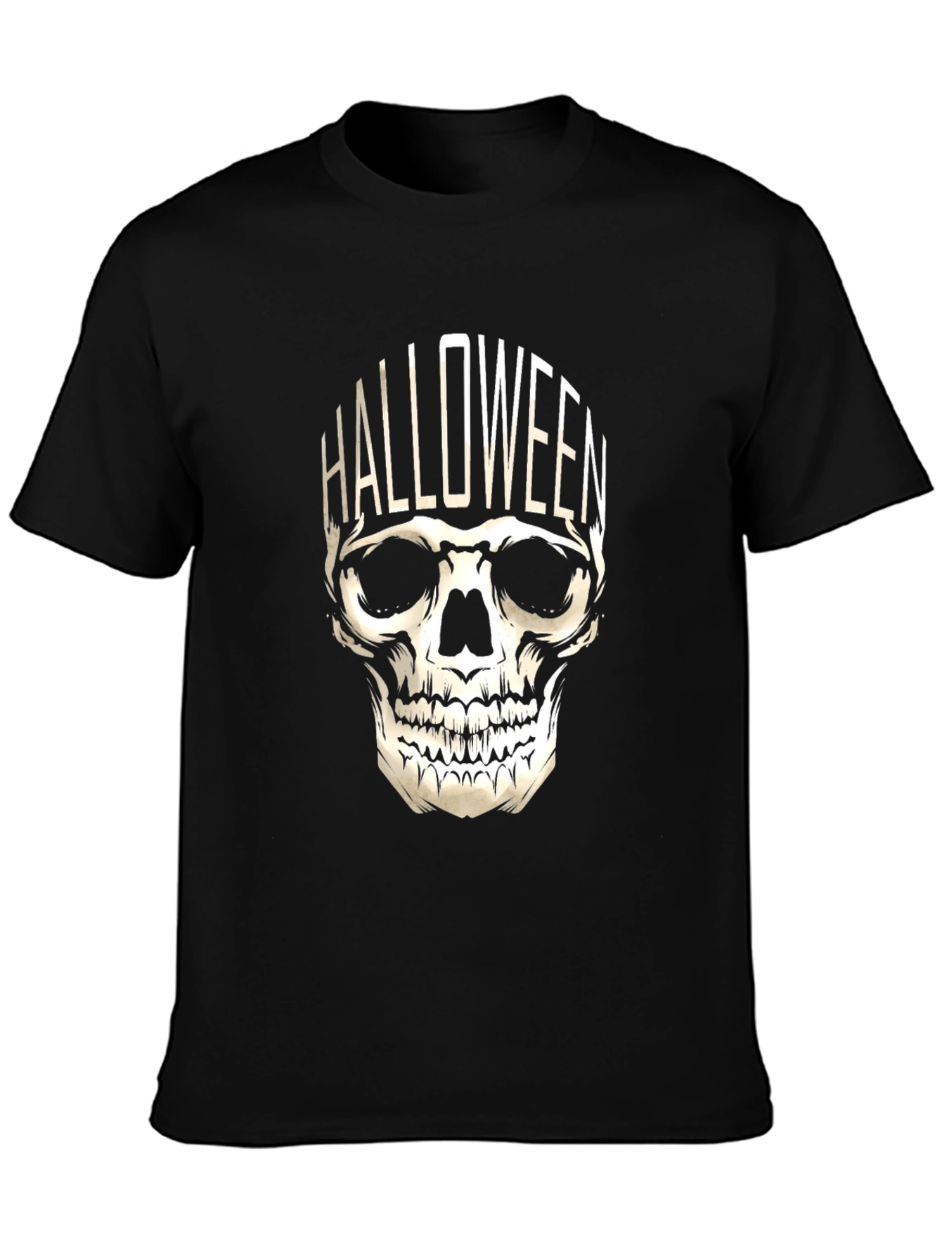 Halloween Skull Graphic Tee - Black