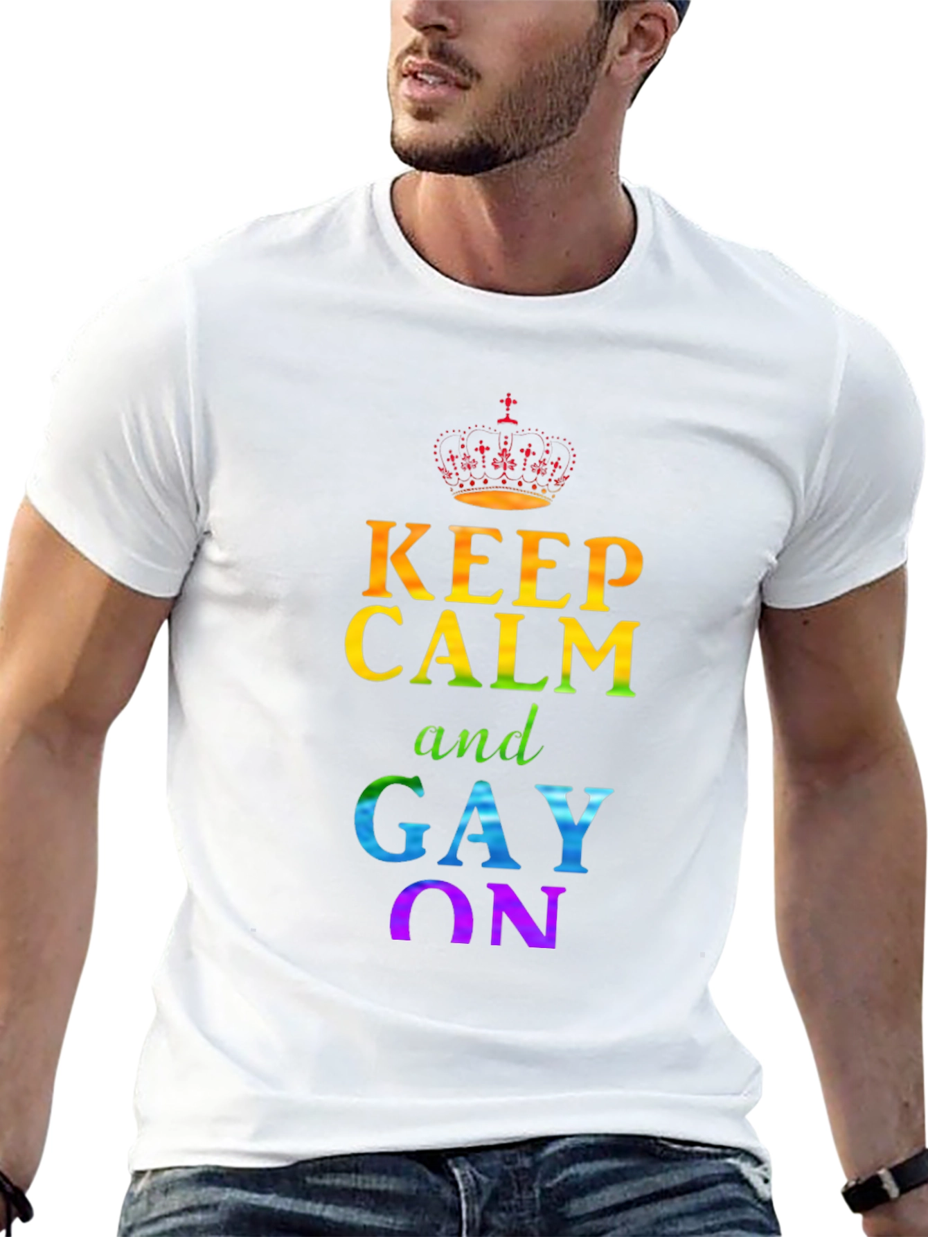 Keep Calm and Gay On T-Shirt Rainbow Pride