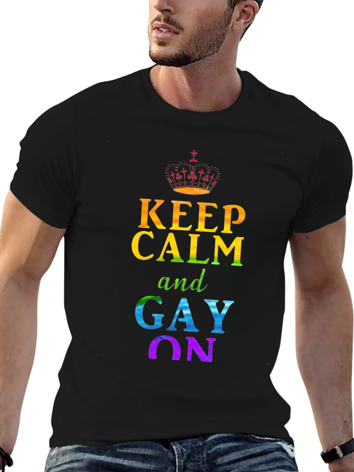 Keep Calm and Gay On T-Shirt Rainbow Pride
