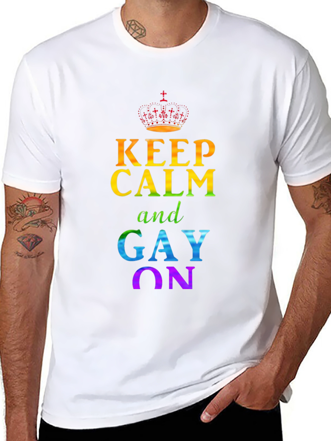Keep Calm and Gay On T-Shirt Rainbow Pride