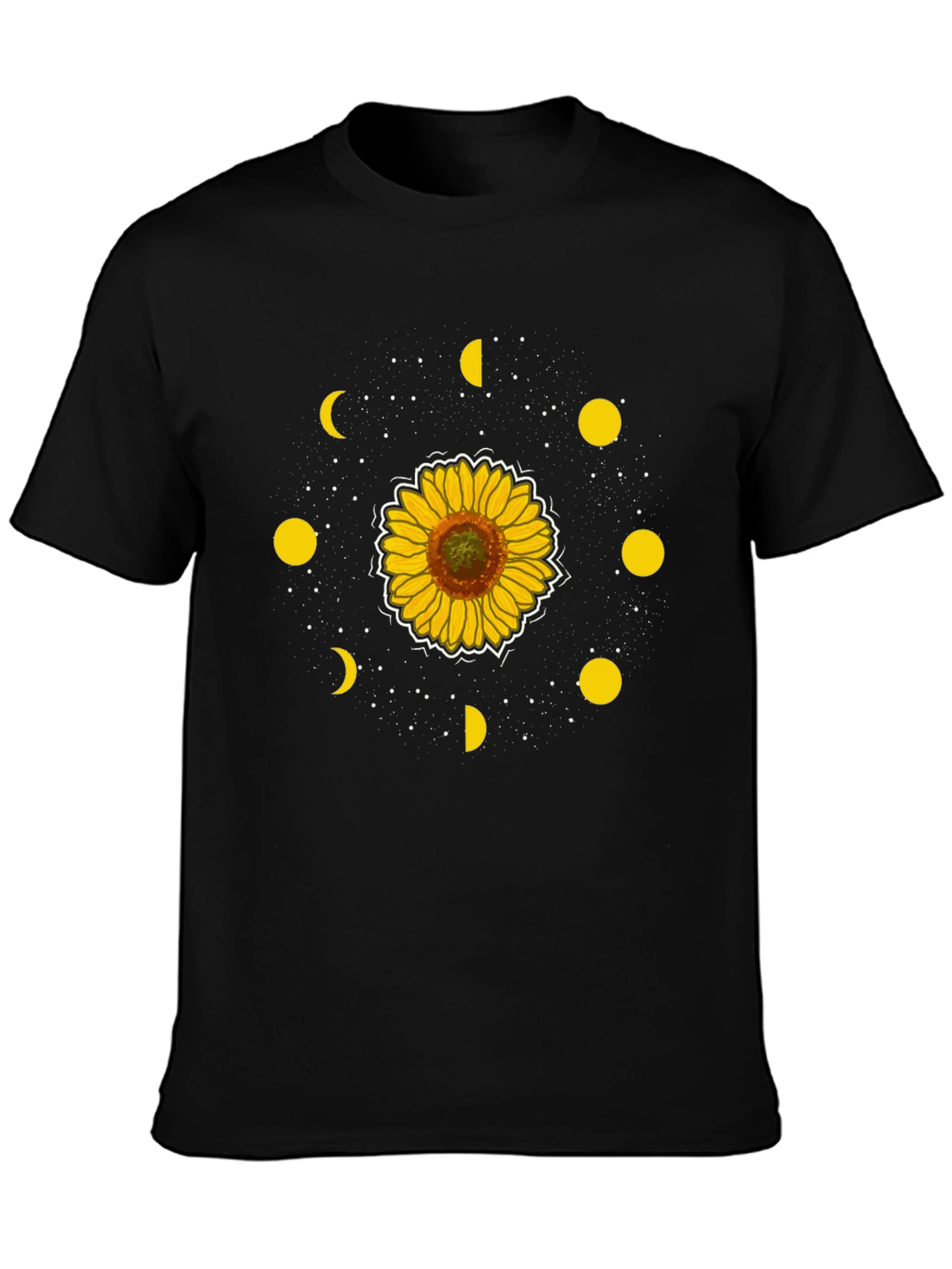 Sunflower Moon Phase Graphic Tee - Black