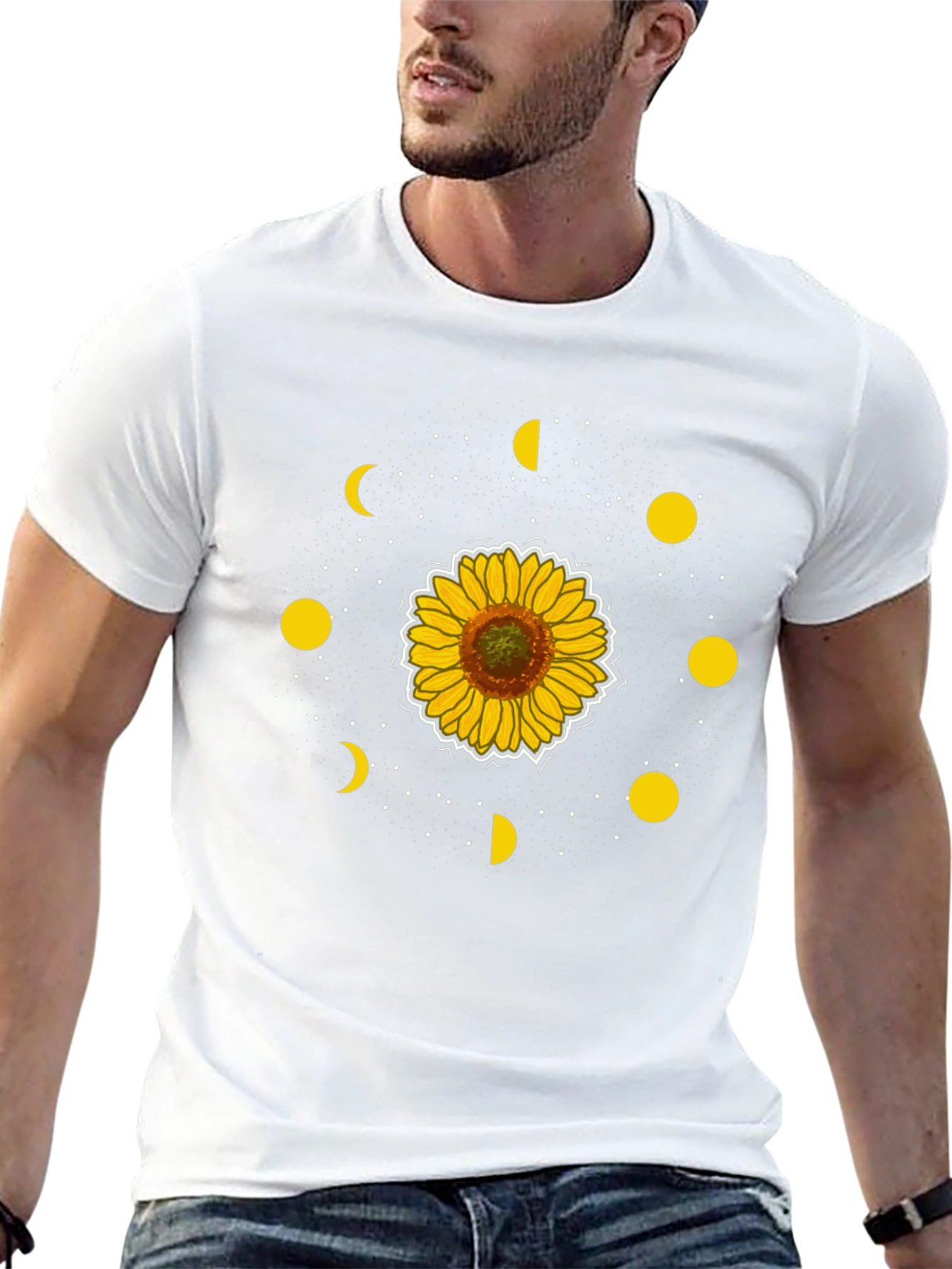 Sunflower Moon Phase Graphic Tee - Black