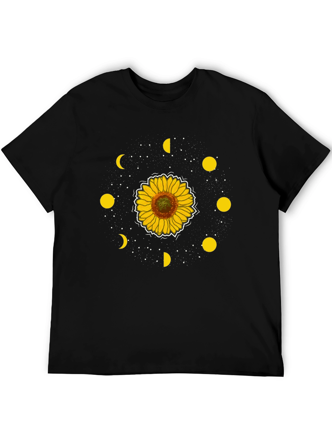 Sunflower Moon Phase Graphic Tee - Black