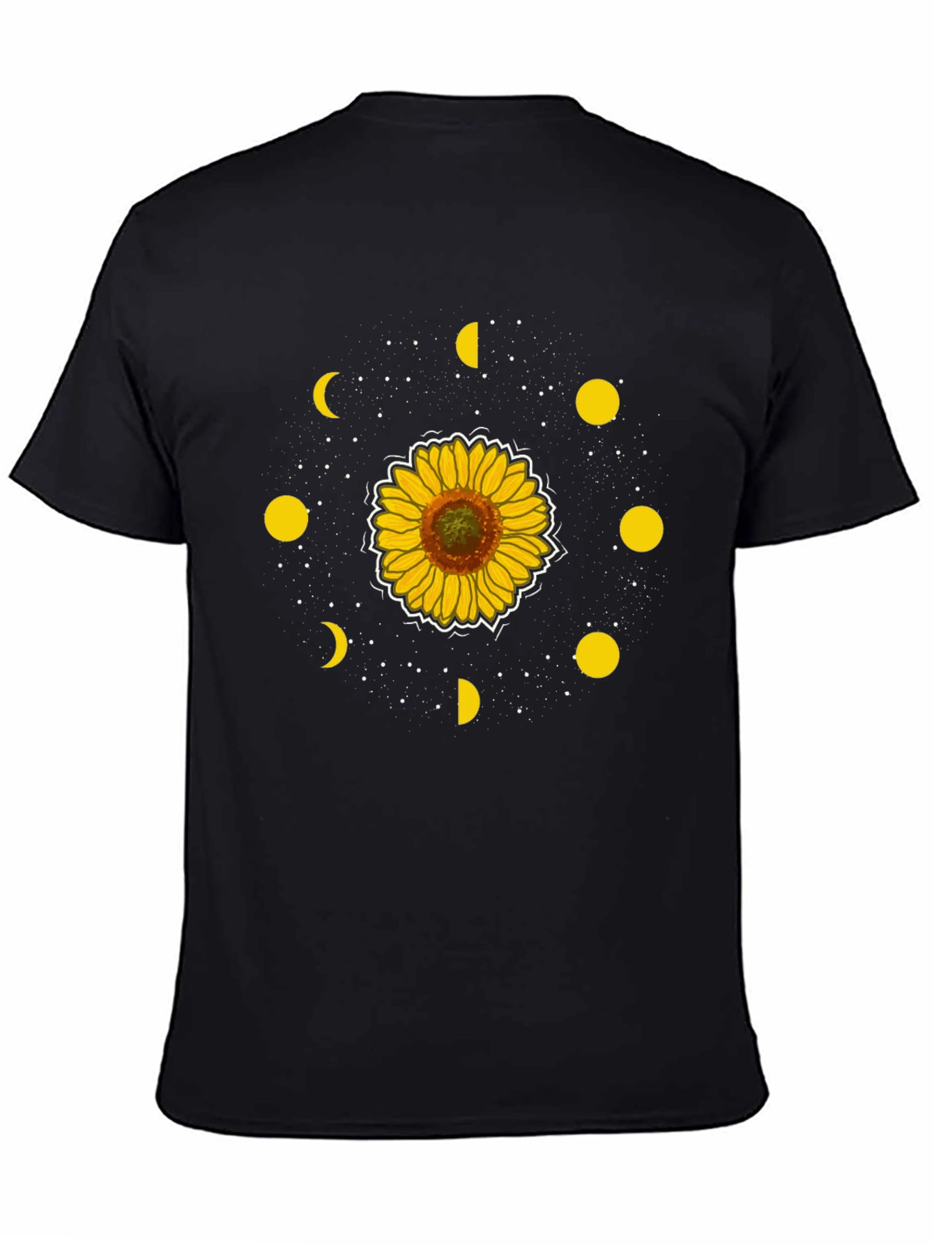 Sunflower Moon Phase Graphic Tee - Black