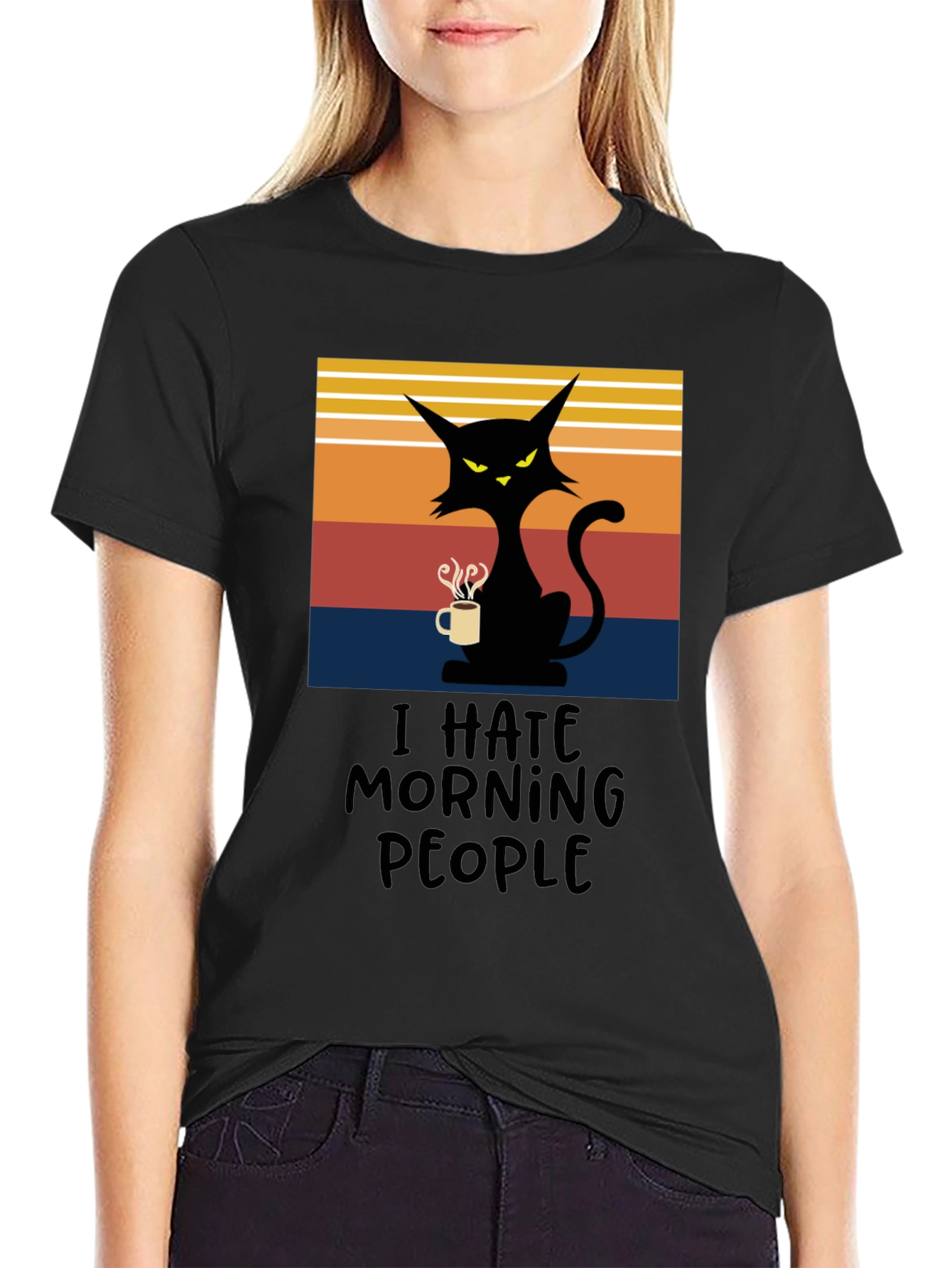 I Hate Morning People Cat T-Shirt