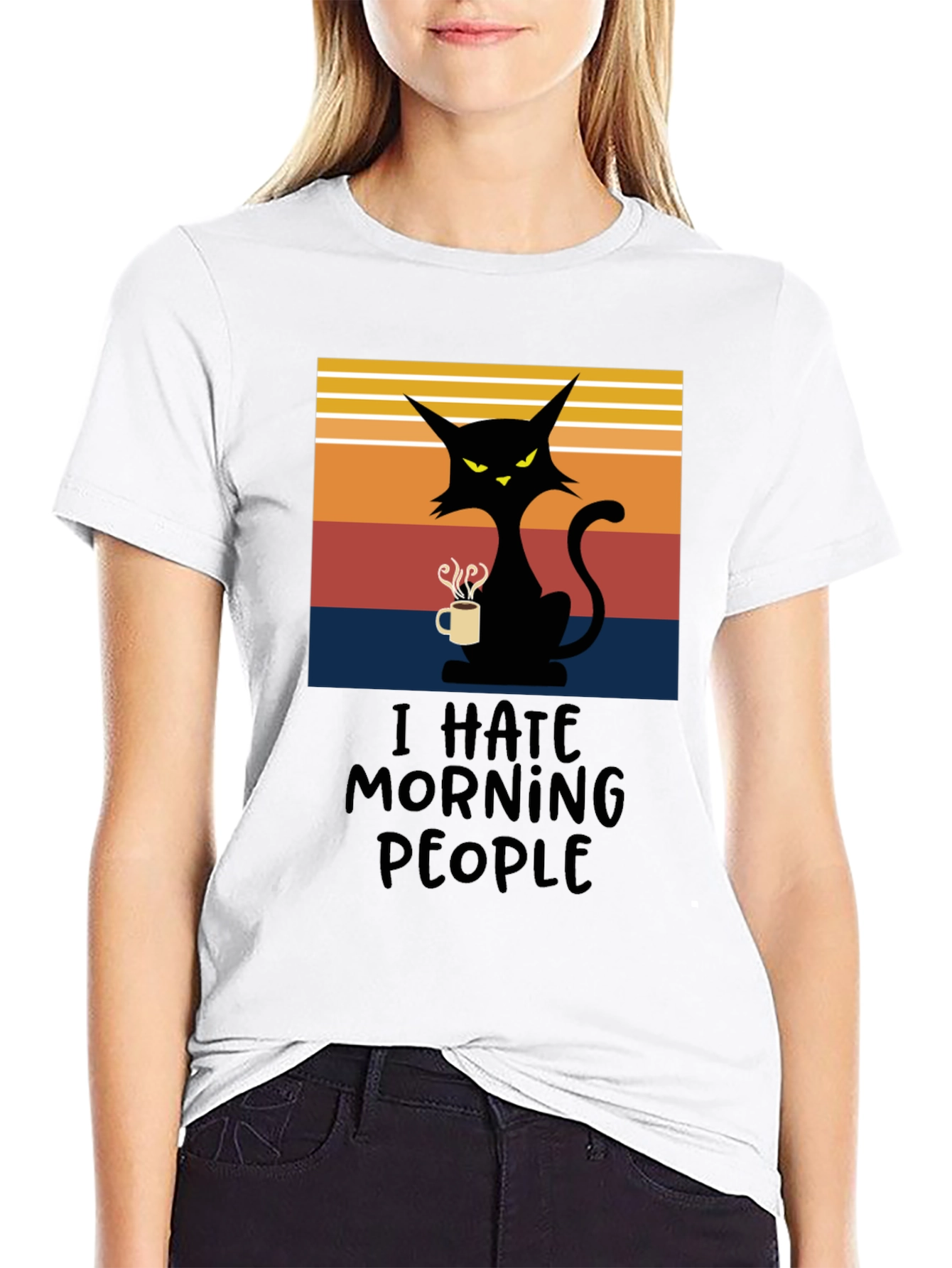 I Hate Morning People Cat T-Shirt