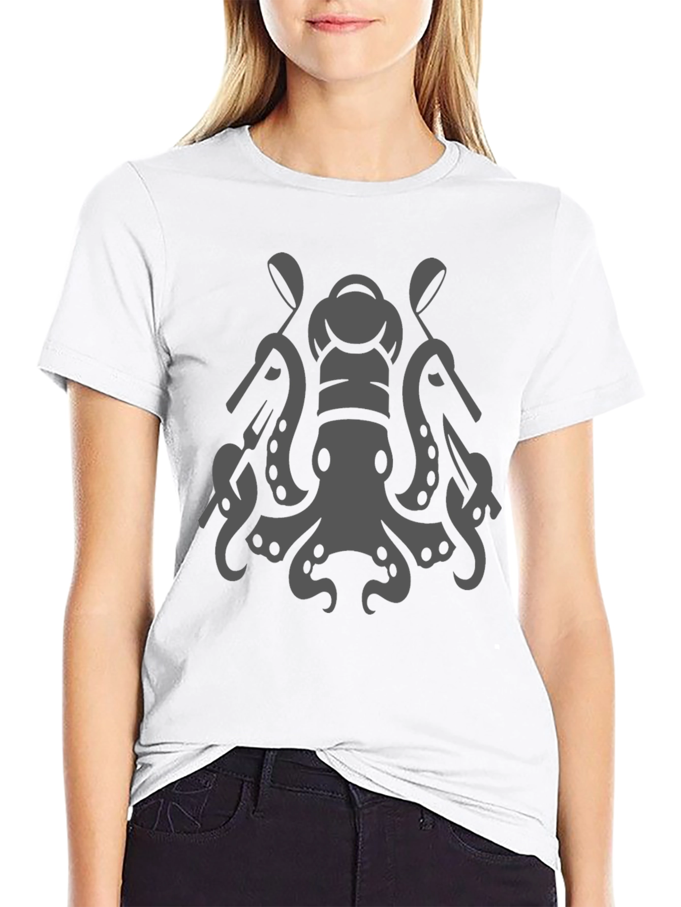 Chef Octopus Graphic Tee - Black Cotton Blend