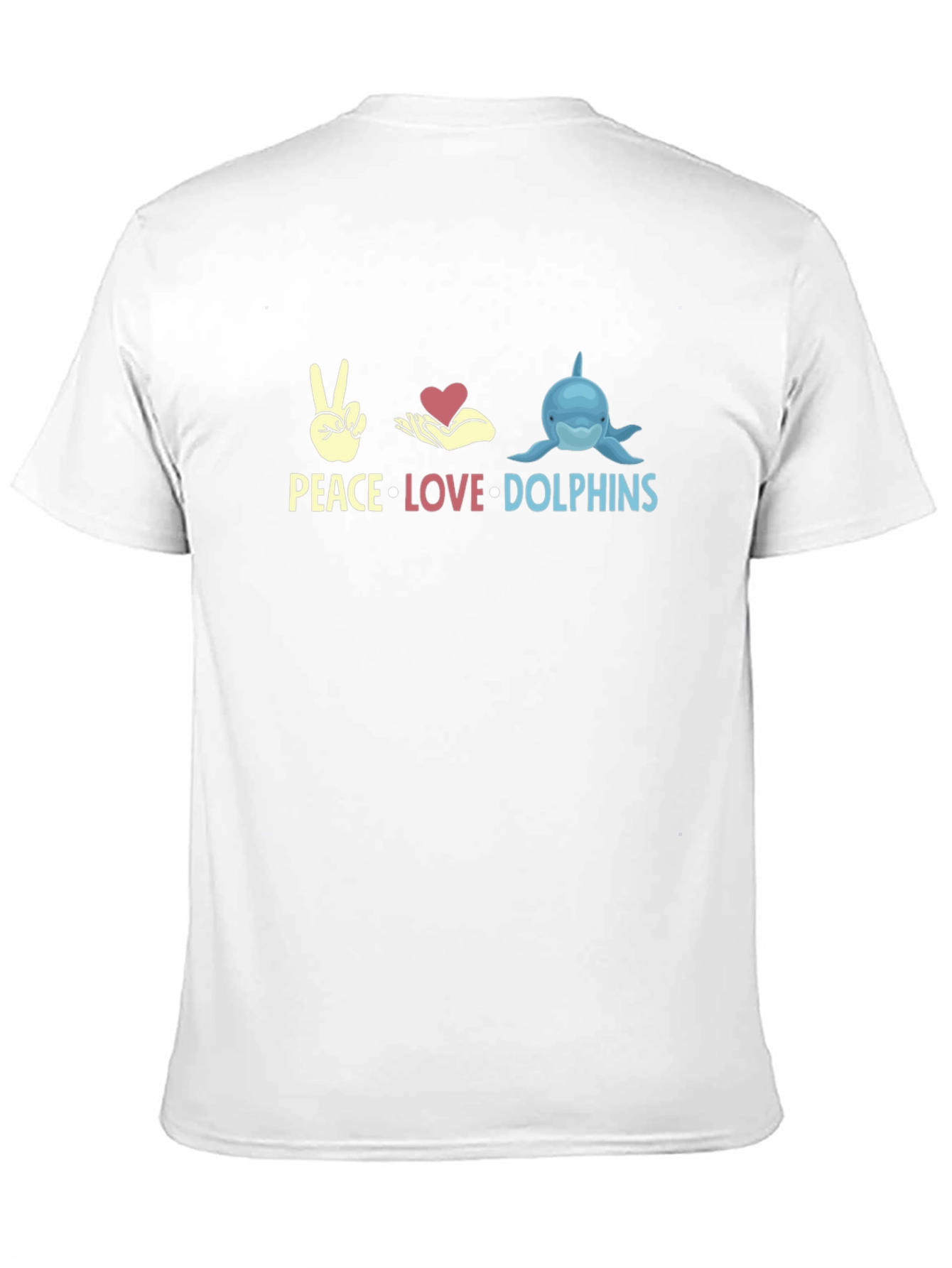 Peace Love Dolphins Black Graphic T-Shirt