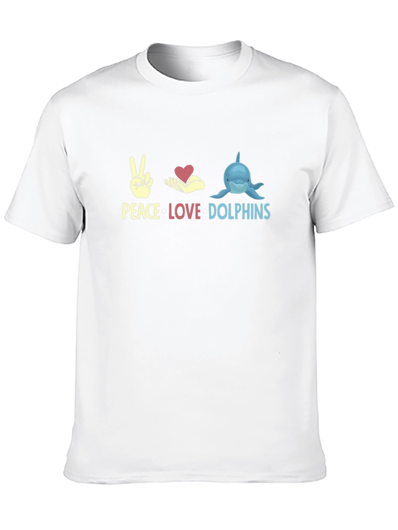 Peace Love Dolphins Black Graphic T-Shirt
