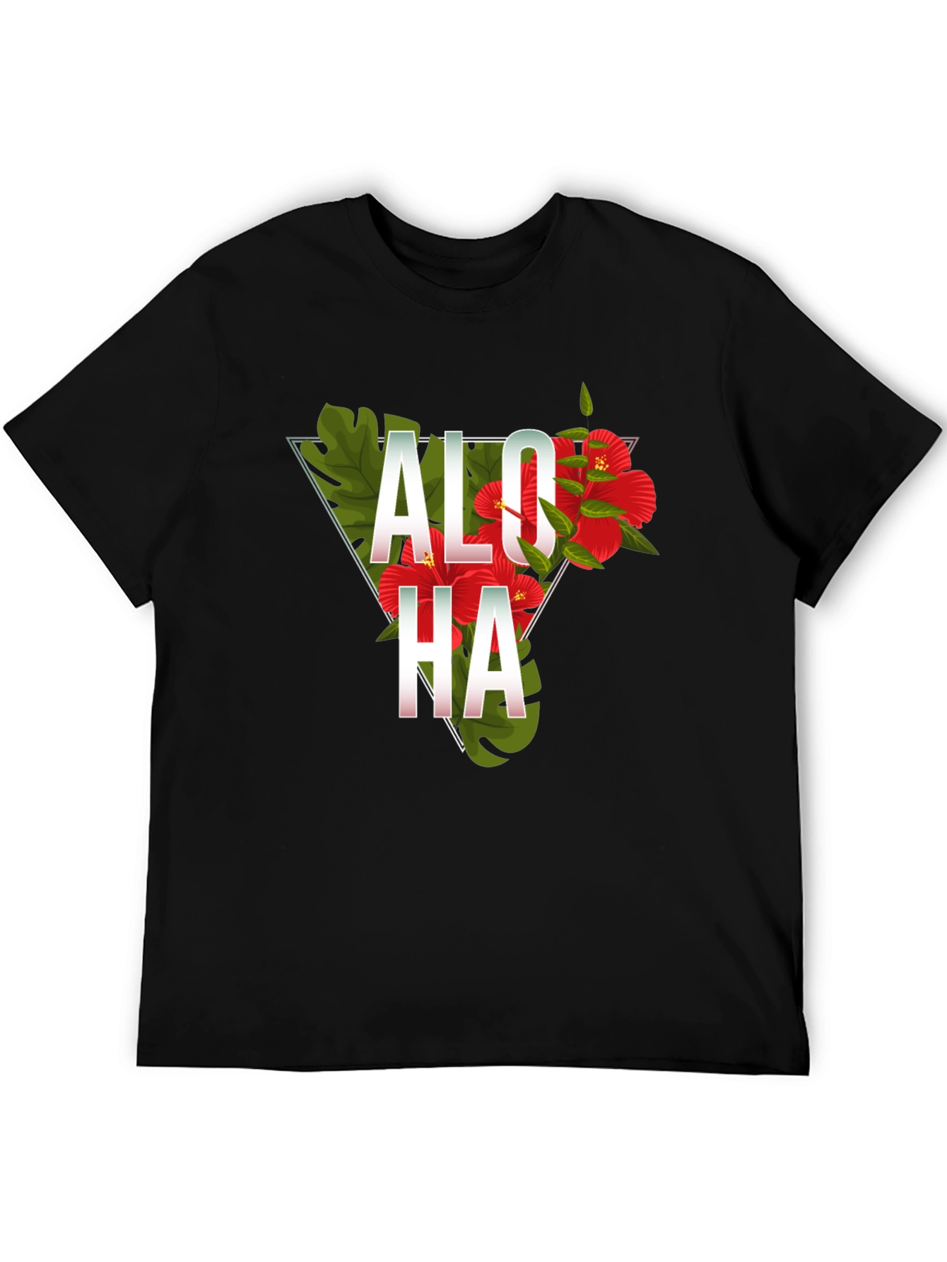 Aloha Floral Triangle Graphic Tee - Black