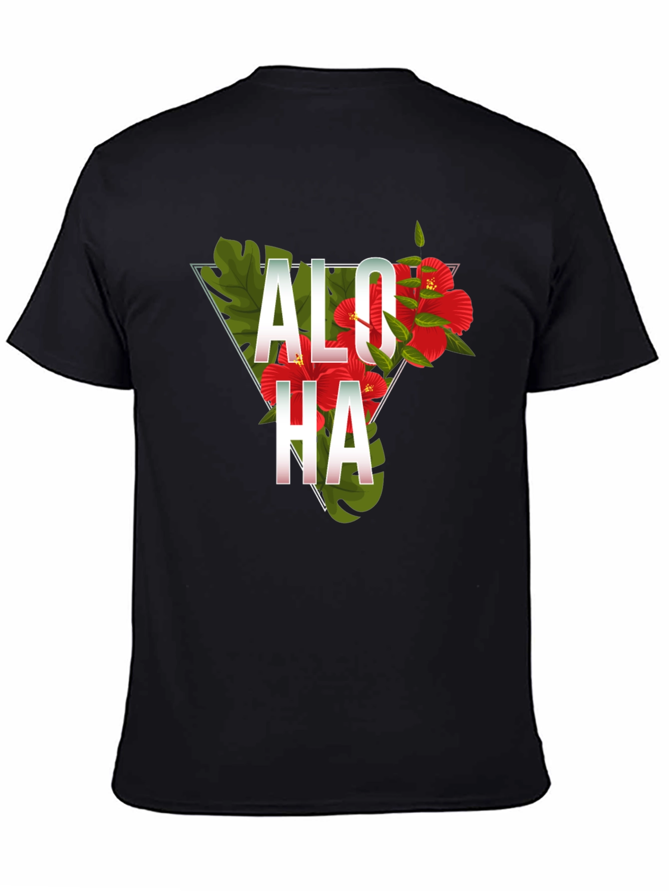 Aloha Floral Triangle Graphic Tee - Black