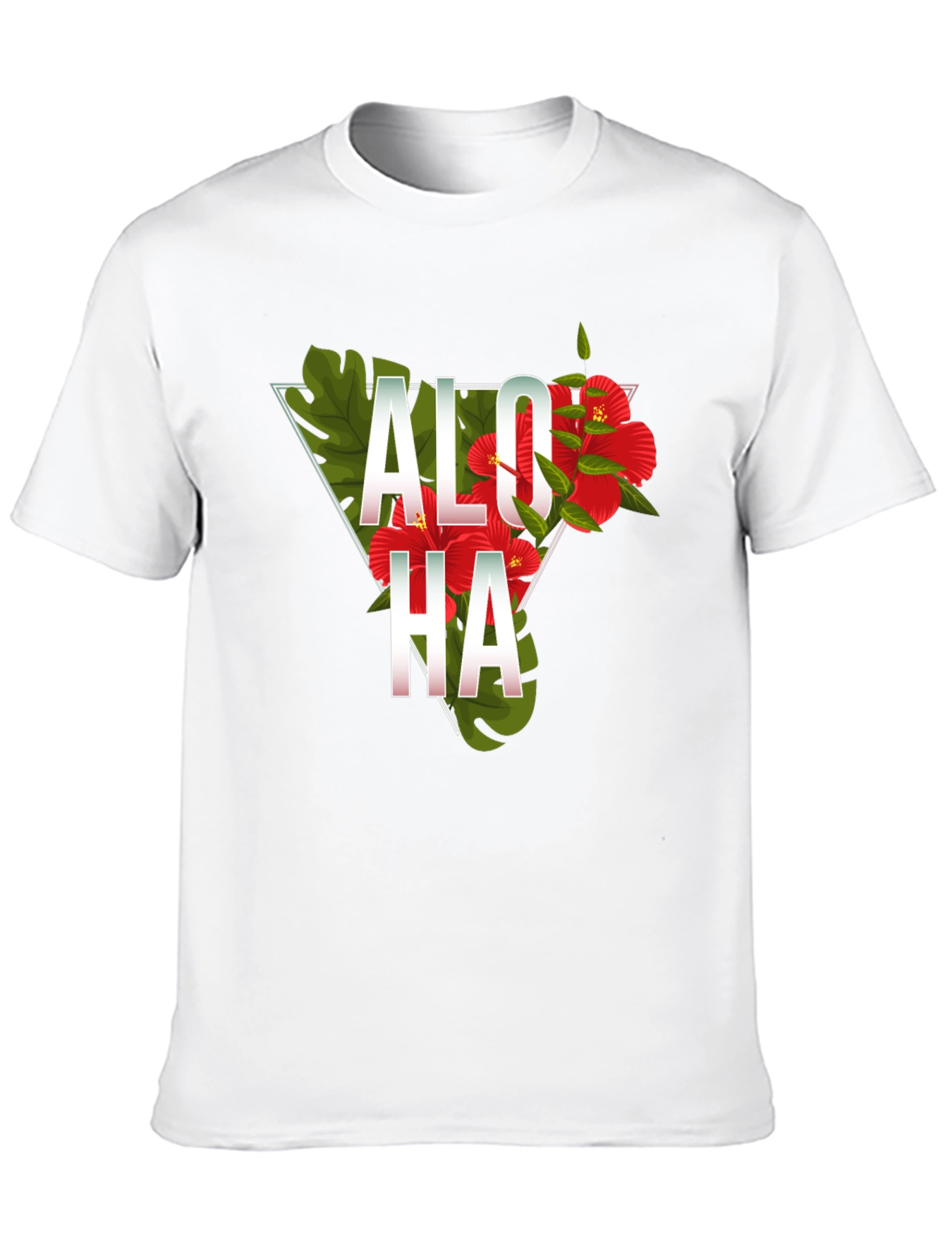 Aloha Floral Triangle Graphic Tee - Black