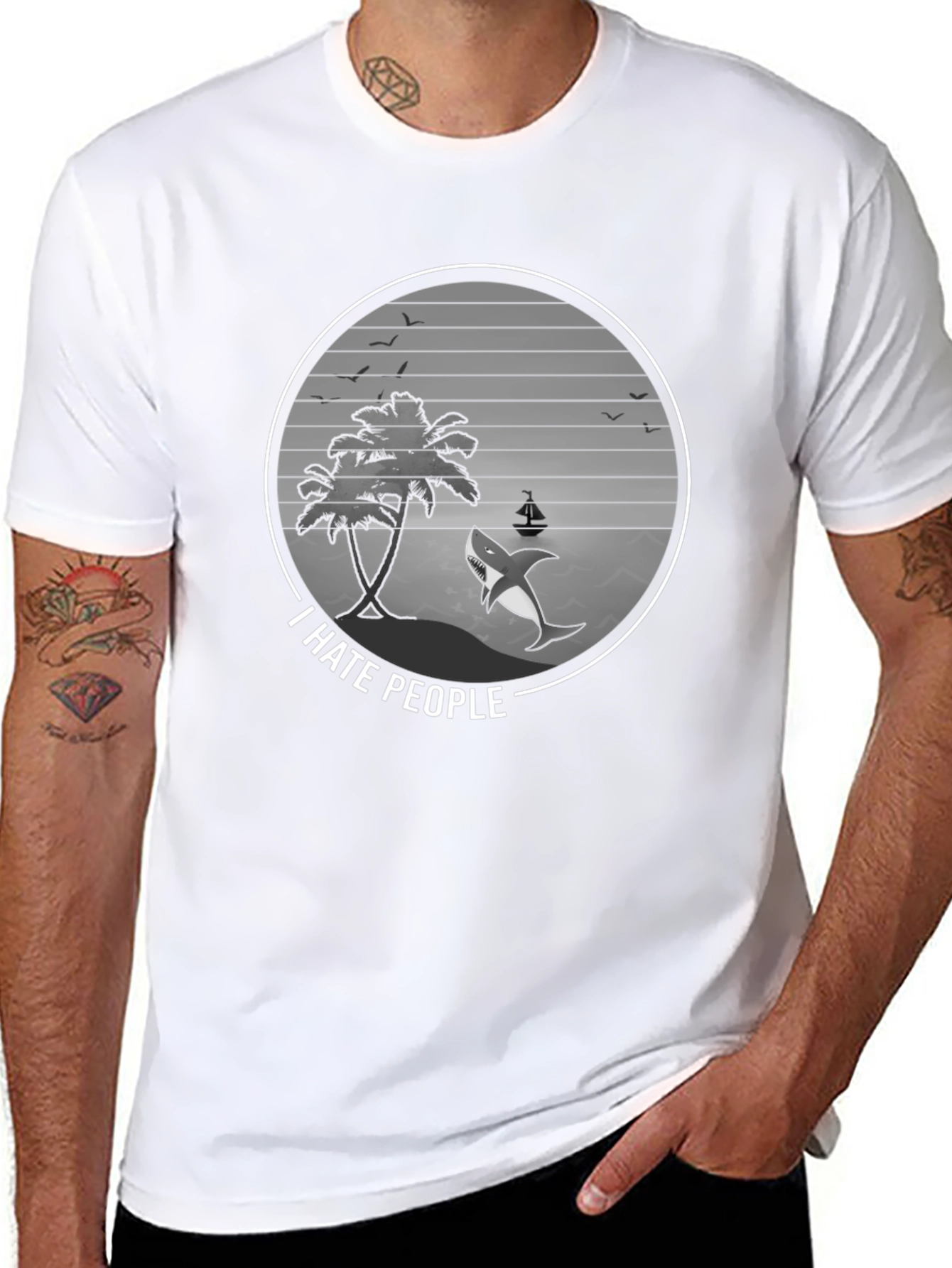 I Hate People Shark Graphic Tee - Beach Vibes