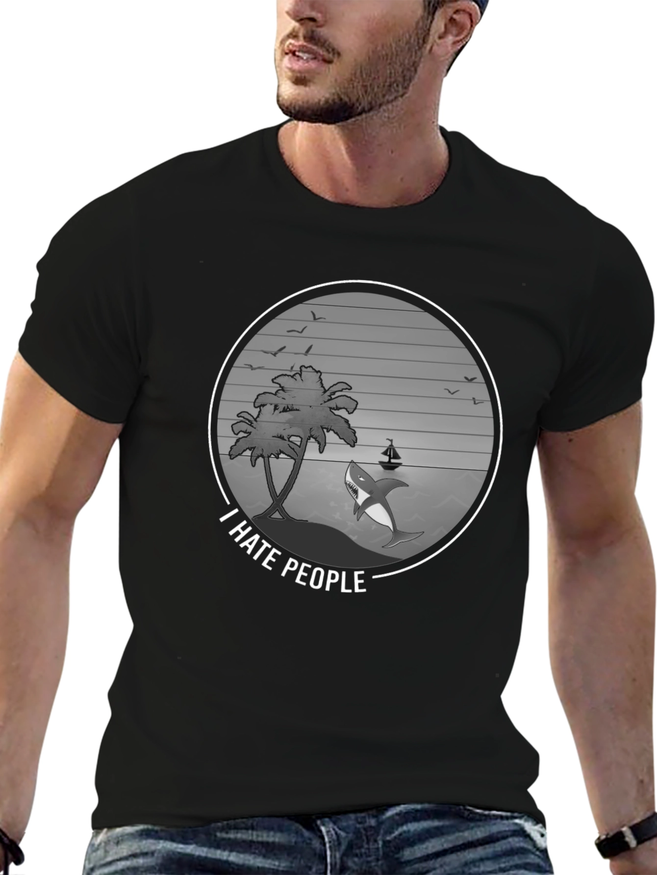 I Hate People Shark Graphic Tee - Beach Vibes
