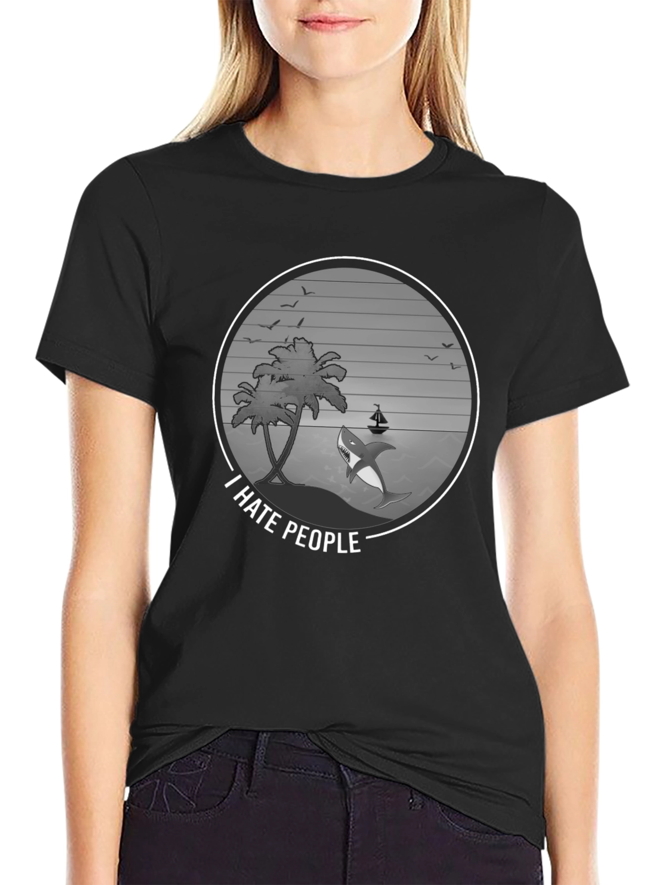 I Hate People Shark Graphic Tee - Beach Vibes