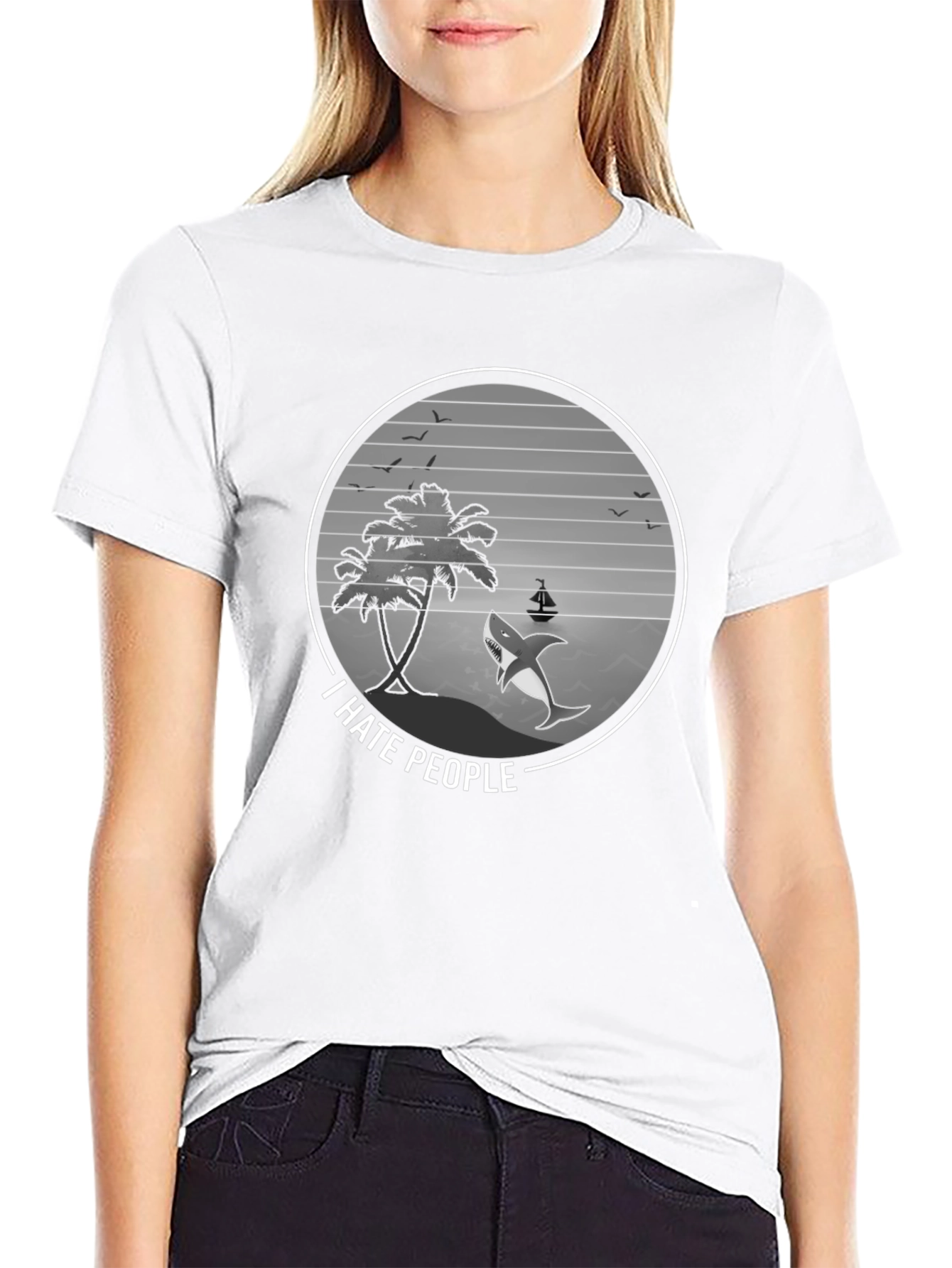 I Hate People Shark Graphic Tee - Beach Vibes