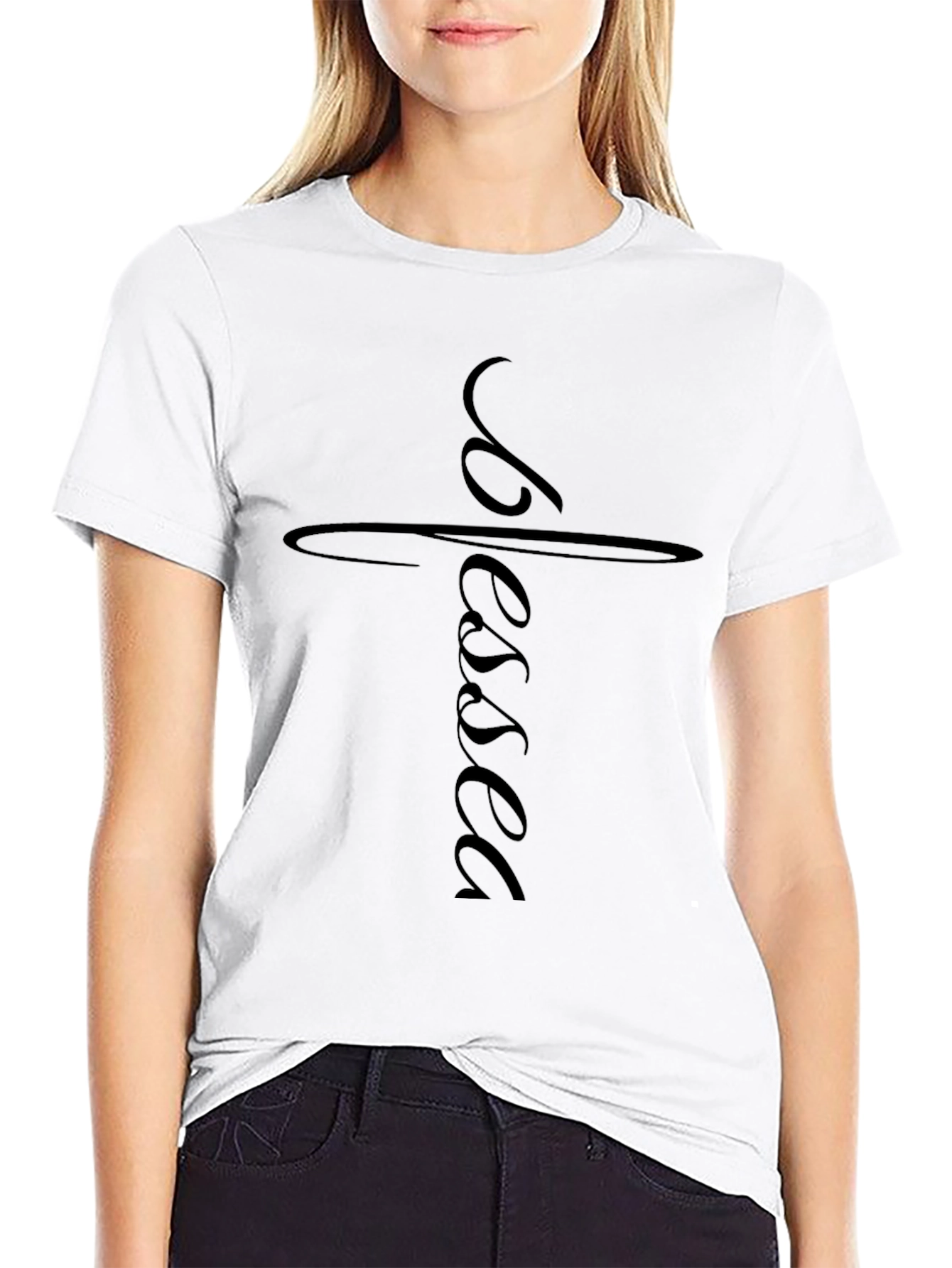 Blessed Cross Graphic Tee - Black