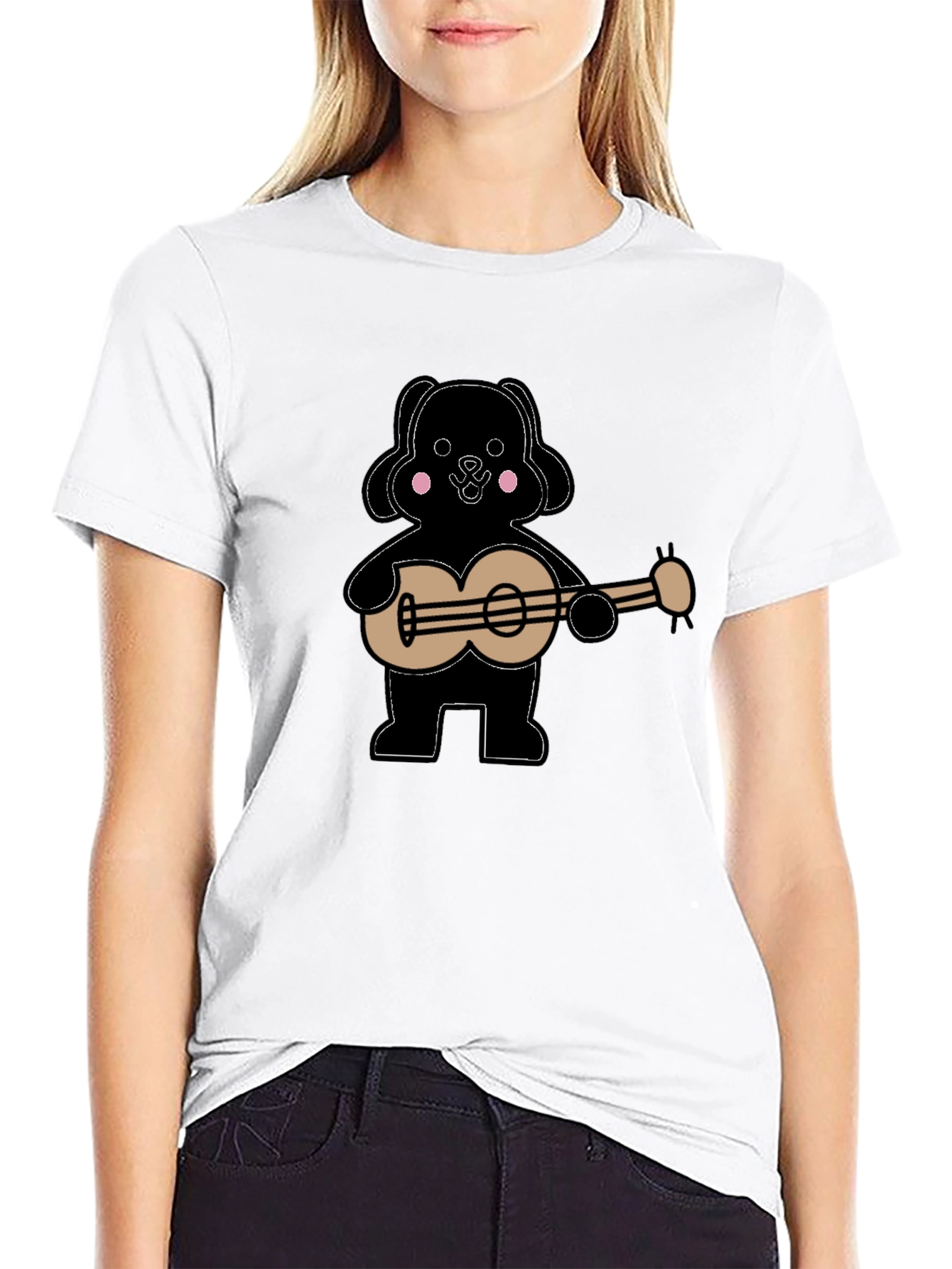 Dog Playing Guitar Graphic Tee - Black