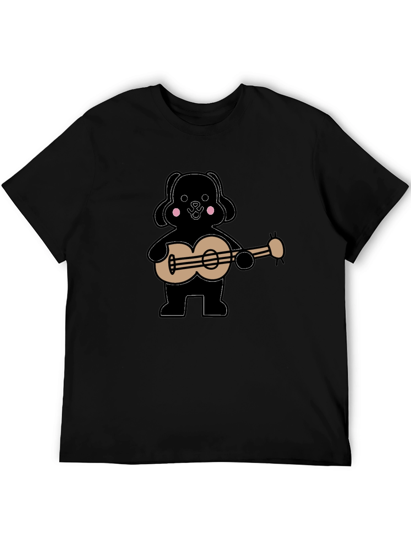 Dog Playing Guitar Graphic Tee - Black