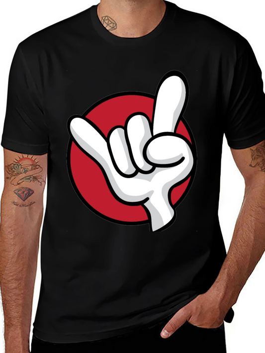 Rock On Hand Graphic Tee - Black Cotton T-Shirt