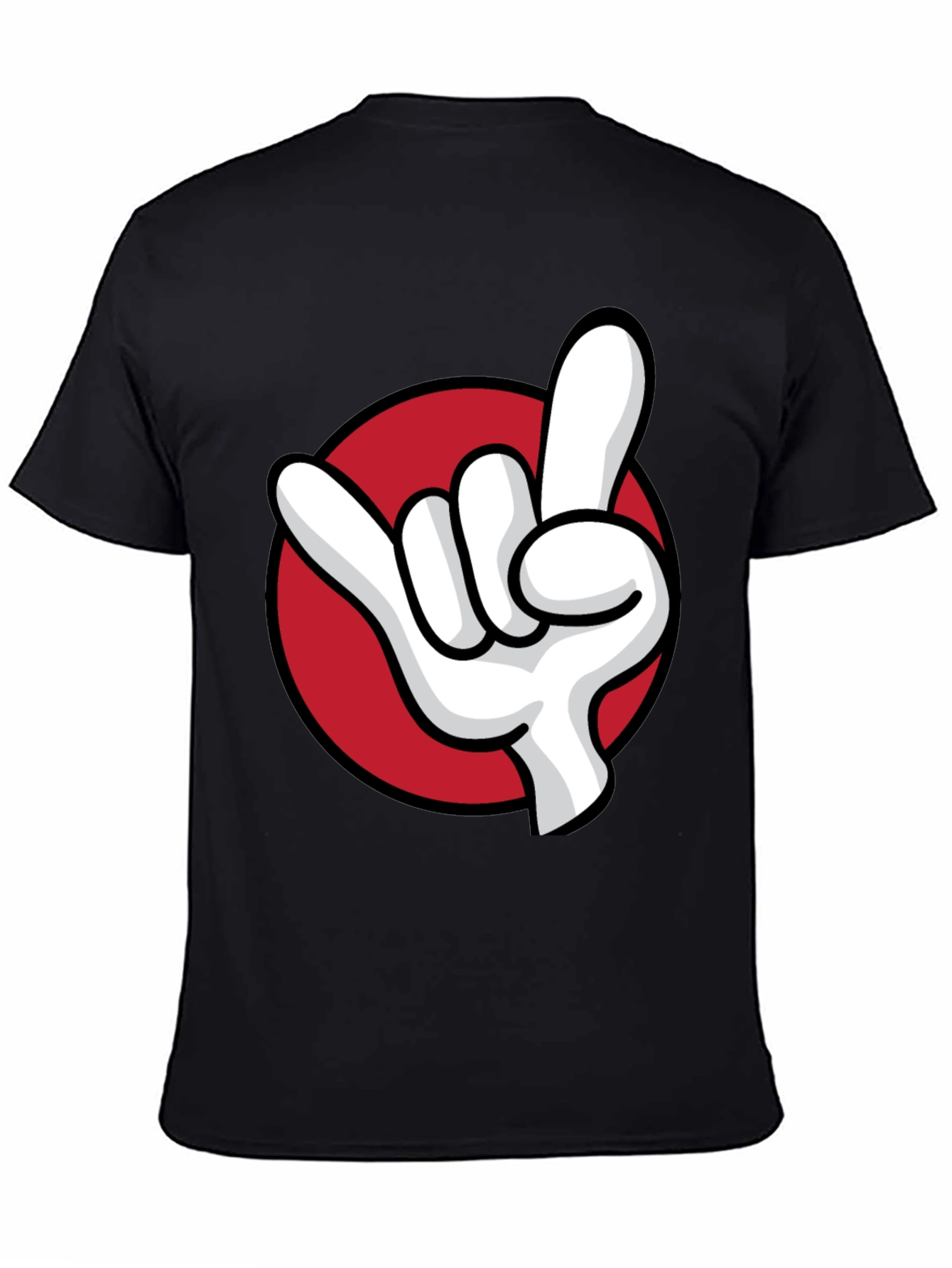 Rock On Hand Graphic Tee - Black Cotton T-Shirt
