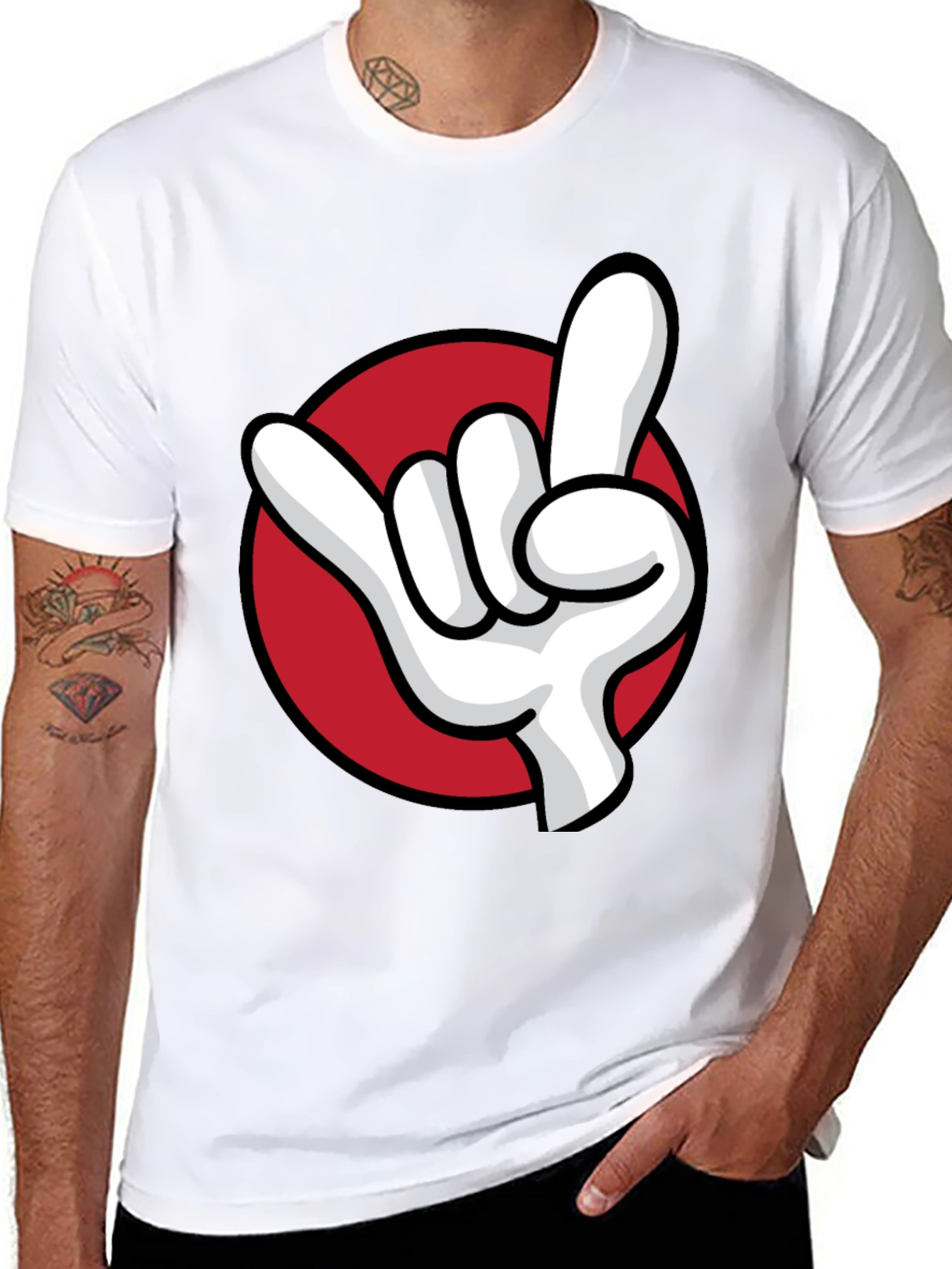 Rock On Hand Graphic Tee - Black Cotton T-Shirt